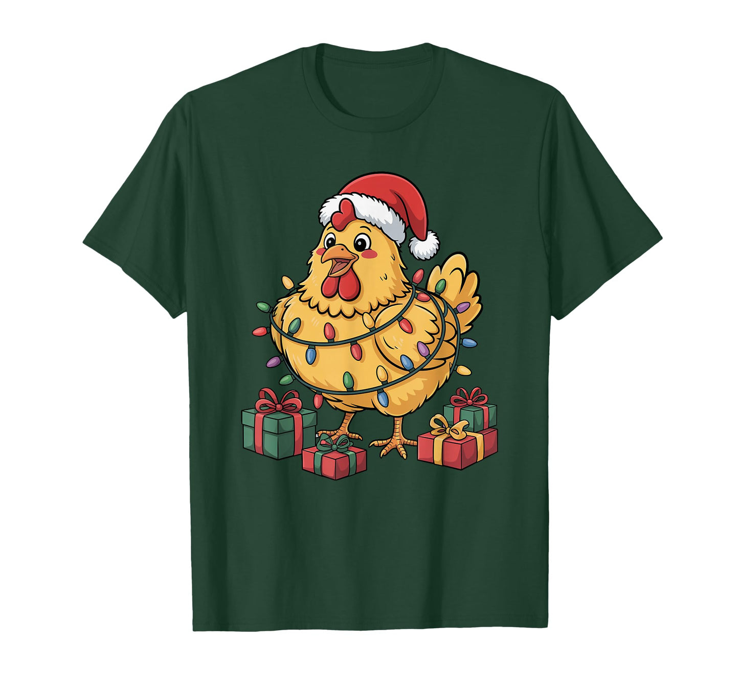 Chicken Santa Hat Christmas Design Funny Farm Animal Lovers T-Shirt