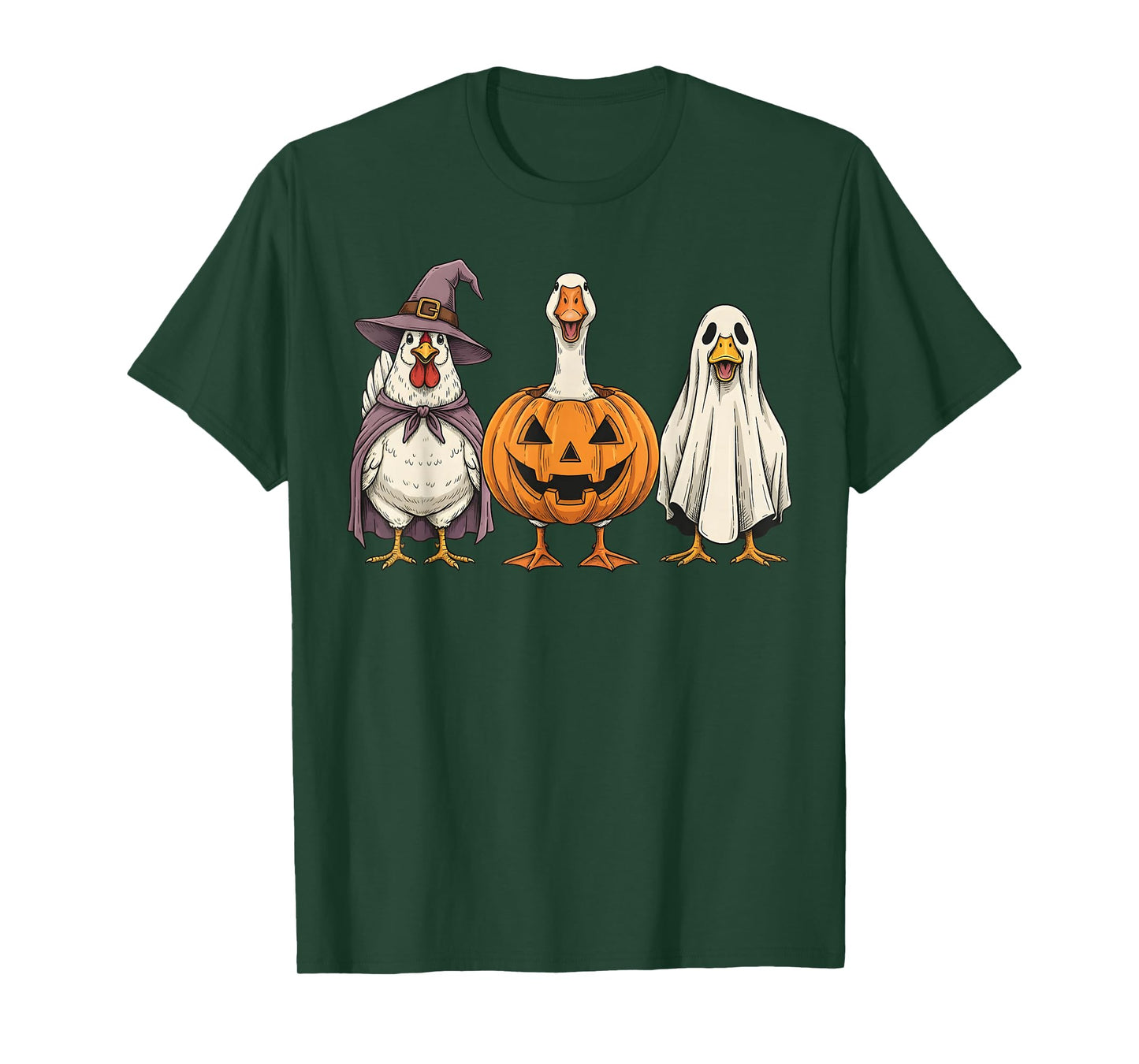 Spooky Ghost Goose Chicken Duck Pumpkin Halloween T-Shirt
