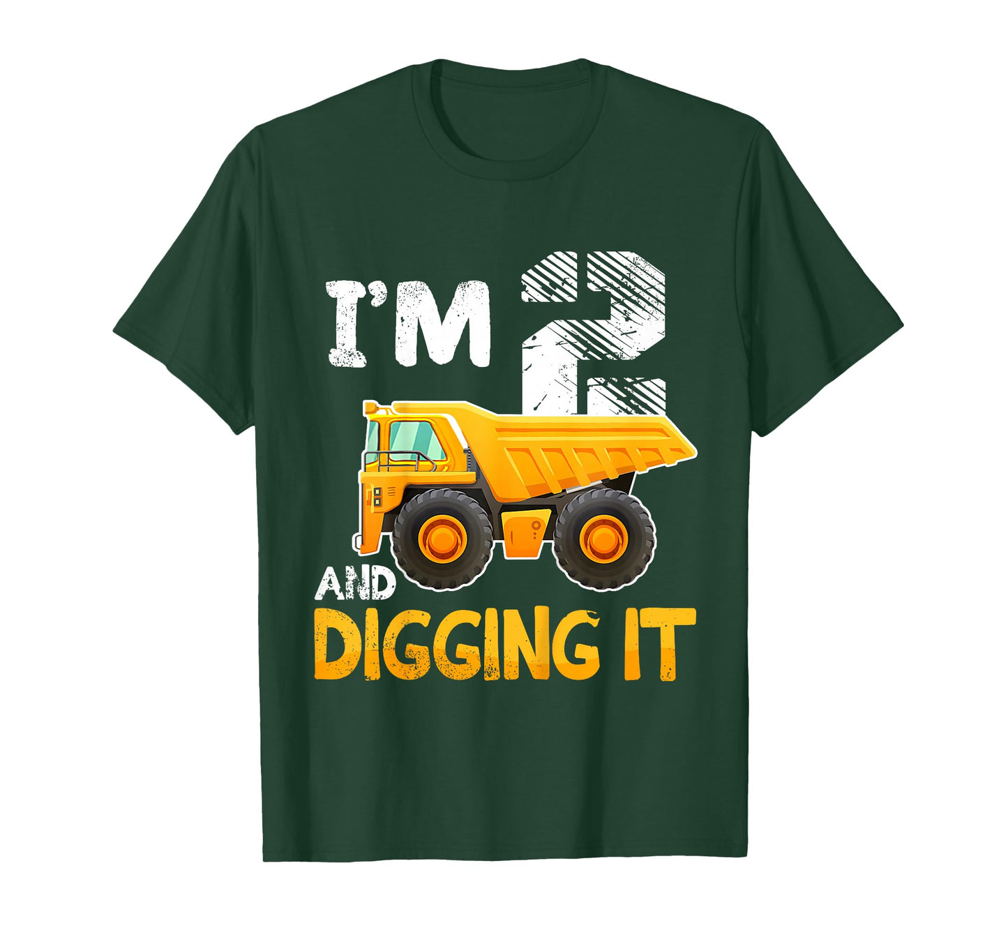 Kids Two 2yr 2nd Birthday Boy Construction Truck 2 Years Old Boys T-Shirt