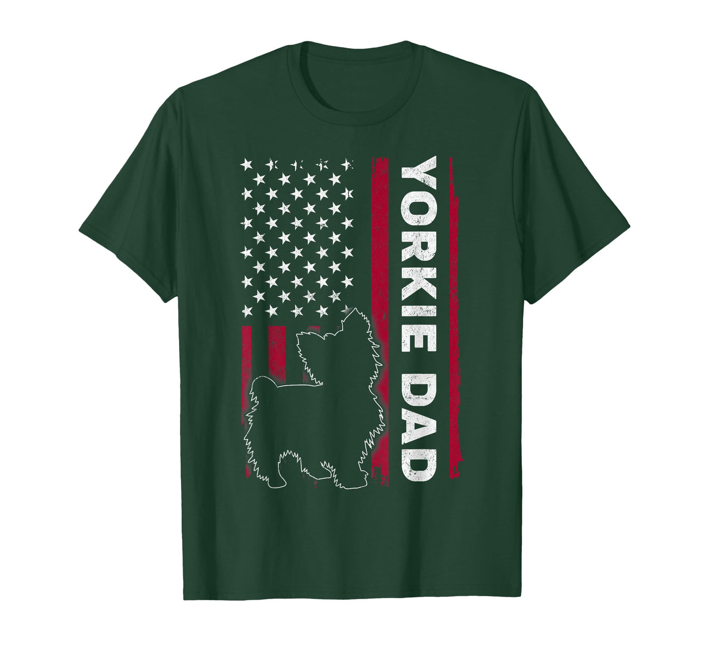 Yorkie Dog Vintage US American Flag Yorkie Dad Fathers Day T-Shirt