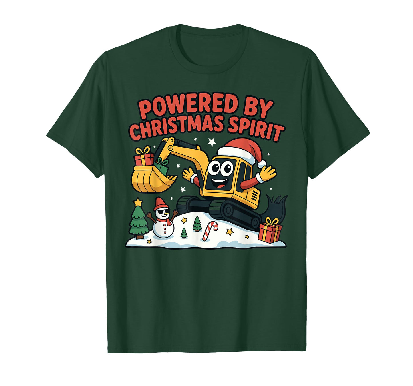 Christmas Spirit Excavator Cartoon Holiday Design T-Shirt