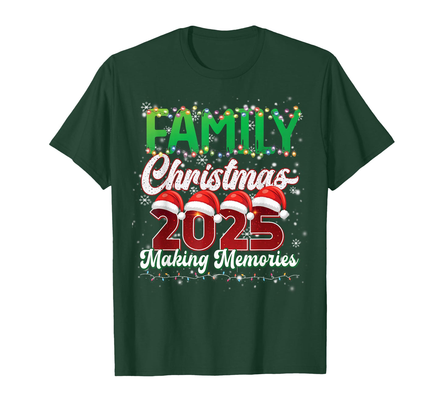 Family Christmas 2025 Matching Squad Santa Hat Funny Xmas T-Shirt
