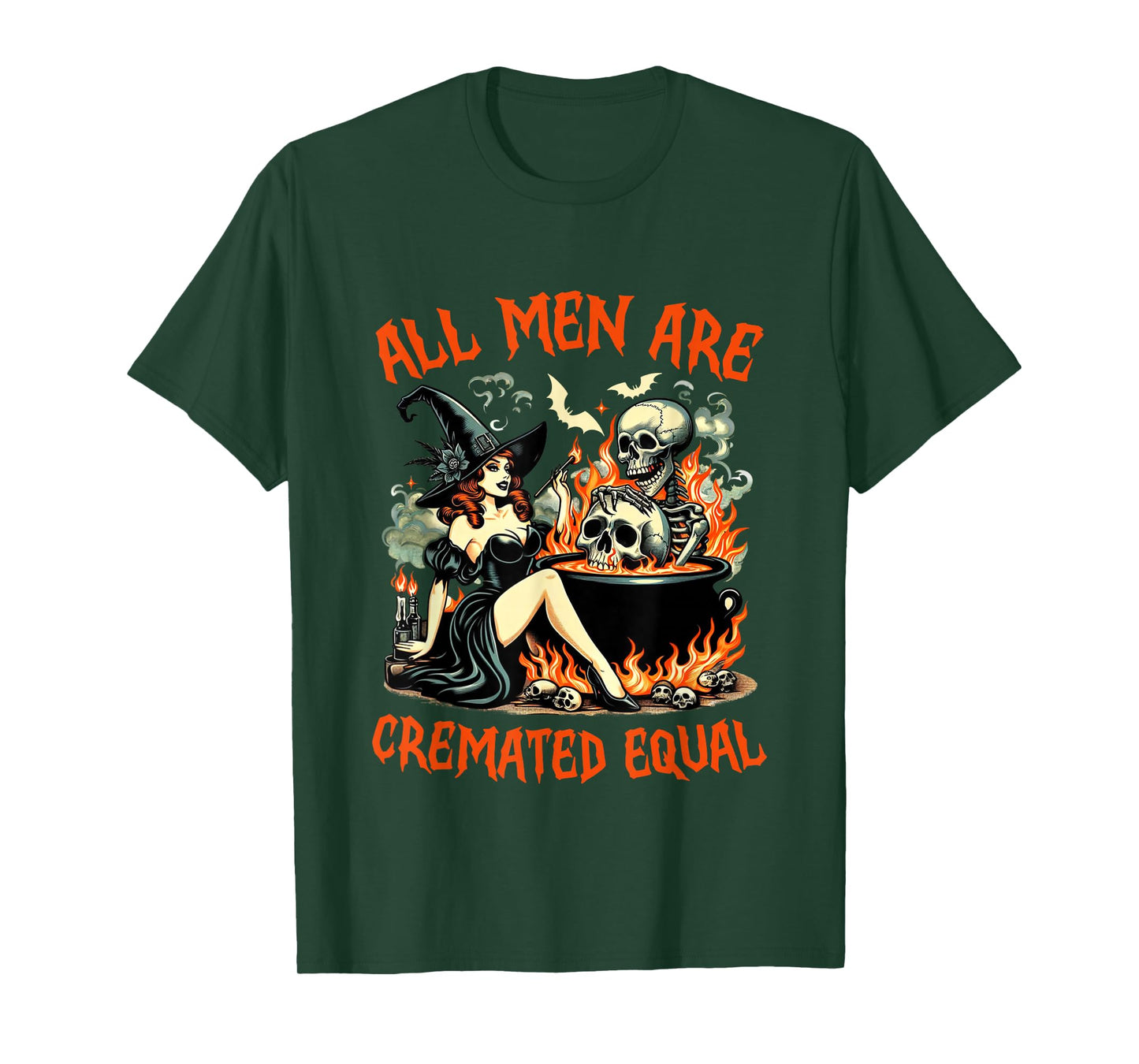 Funny Witch All Men are Cremated Equal Feminist Halloween T-Shirt