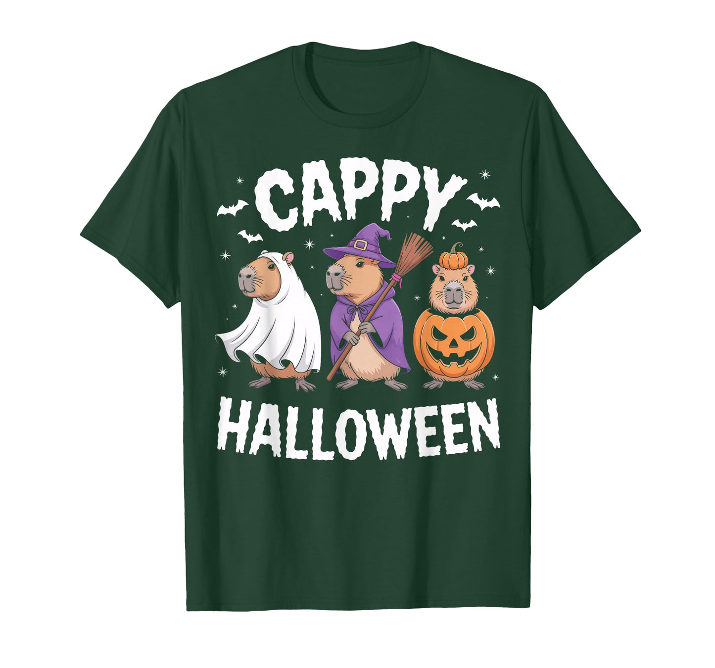 Cappy Halloween Funny Capybara Witch Pumpkin Ghost Costume T-Shirt