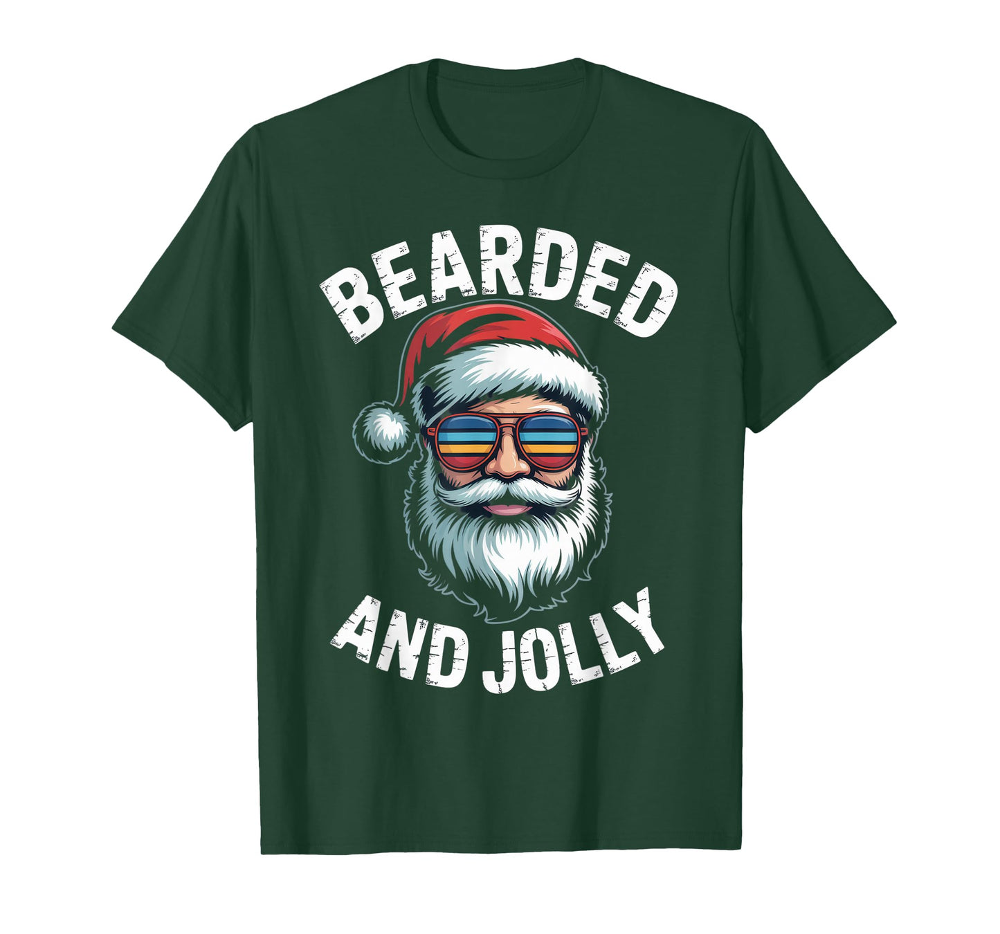 Bearded and Jolly Funny Santa Beard Christmas Outfit T-Shirt