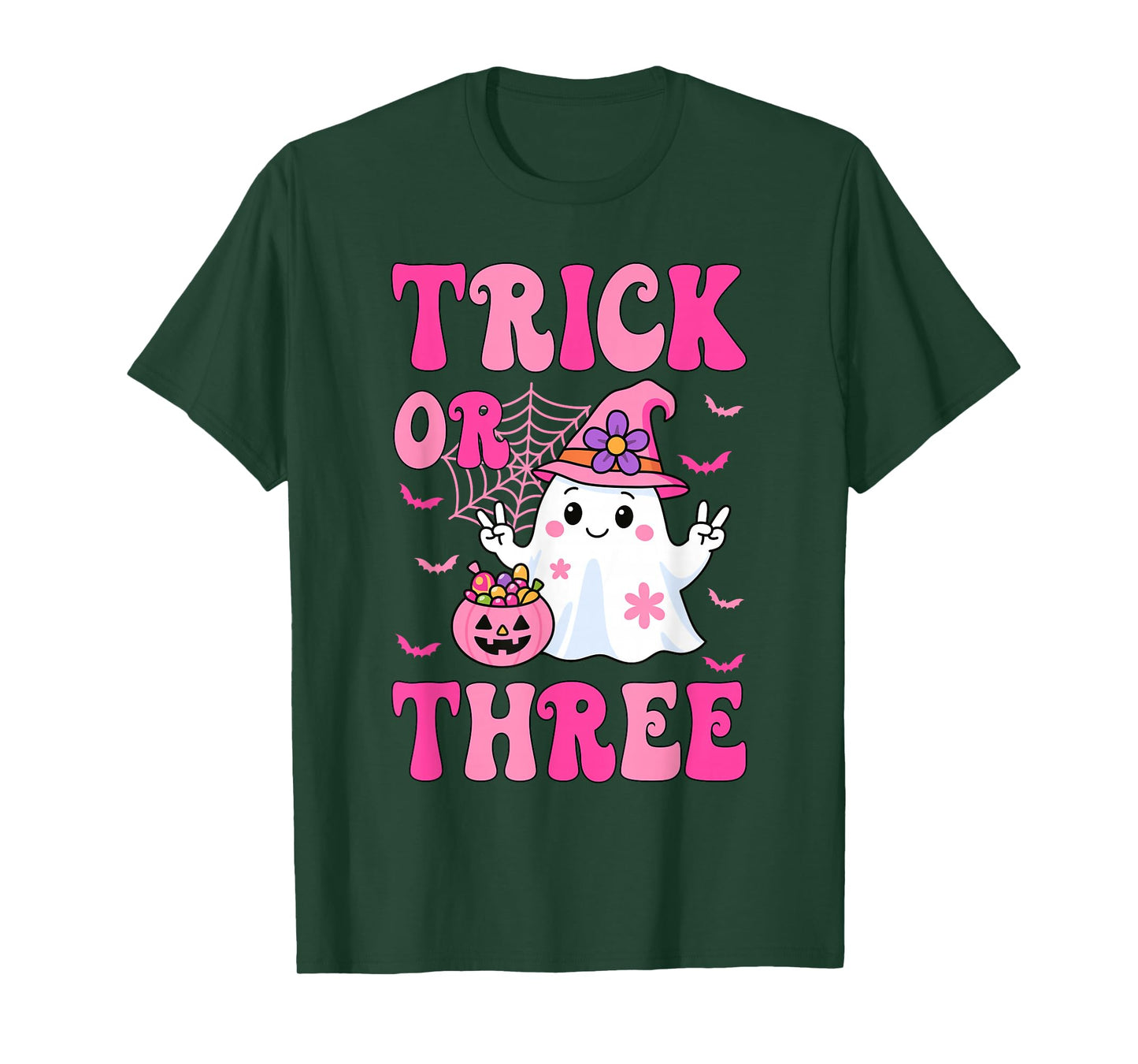 Trick Or Three Groovy Halloween It's My Birthday Ghost T-Shirt
