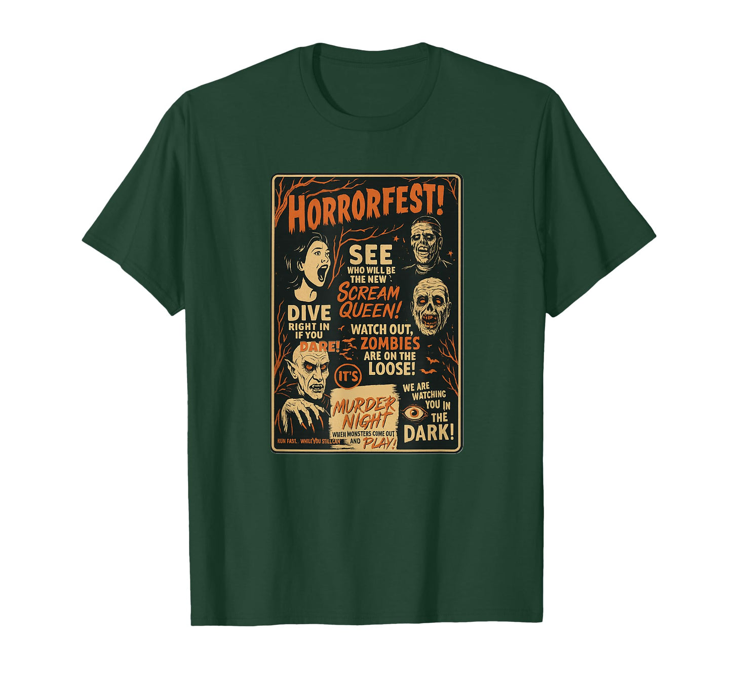 Vintage HorrorFest Poster Style Halloween Graphic T-Shirt