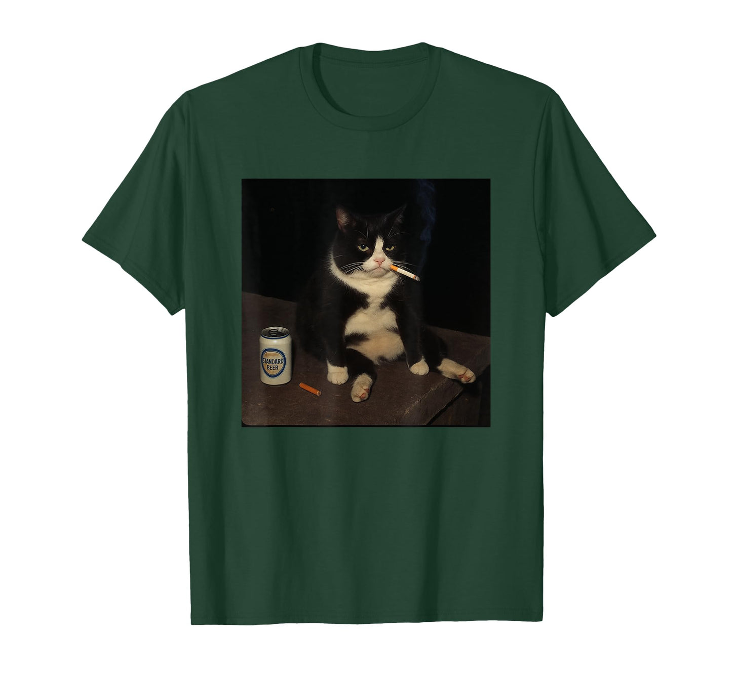 Cigarette Kitten Funny Gen Z Smoking Cat Meme Stupid Beer T-Shirt