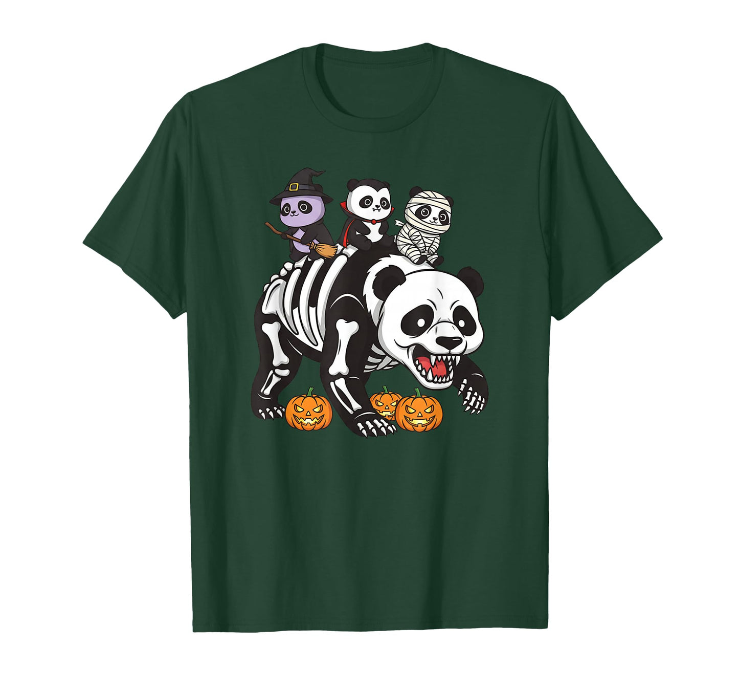 Funny Panda Skeleton Mummy Witch Halloween Kids Mens Womens T-Shirt