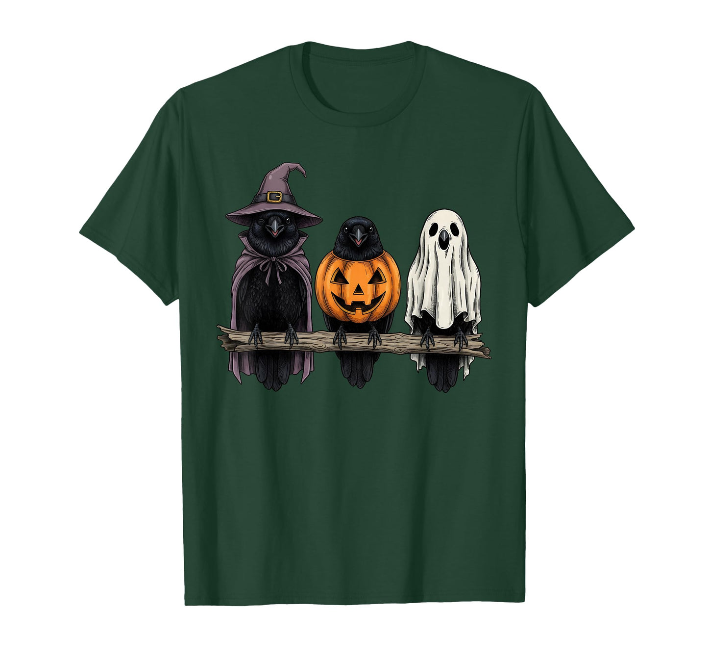 Spooky Ghost Crow Lover Pumpkin Halloween T-Shirt
