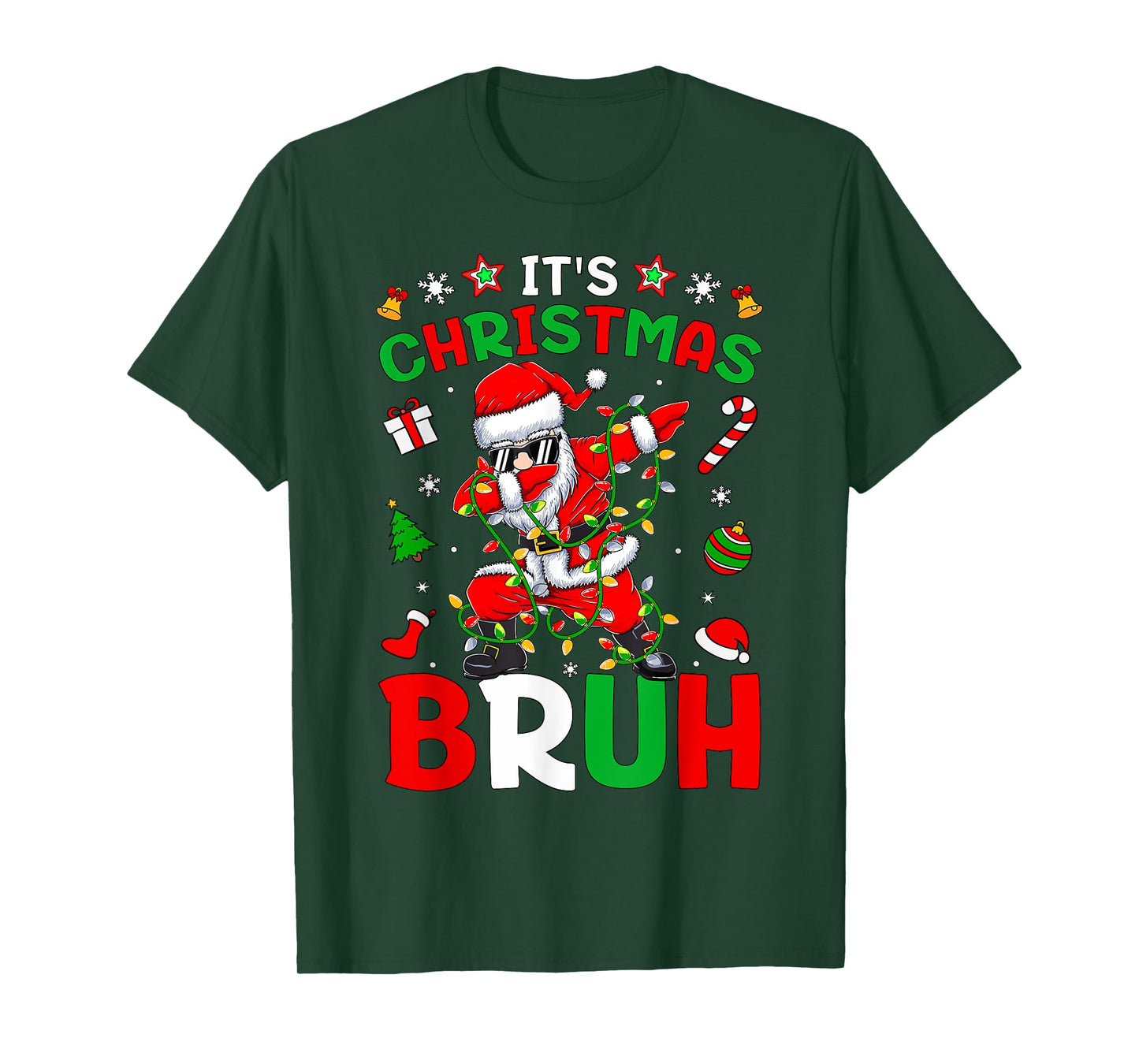 Bruh Christmas Boys Kids Santa Claus Dabbing Funny Xmas T-Shirt
