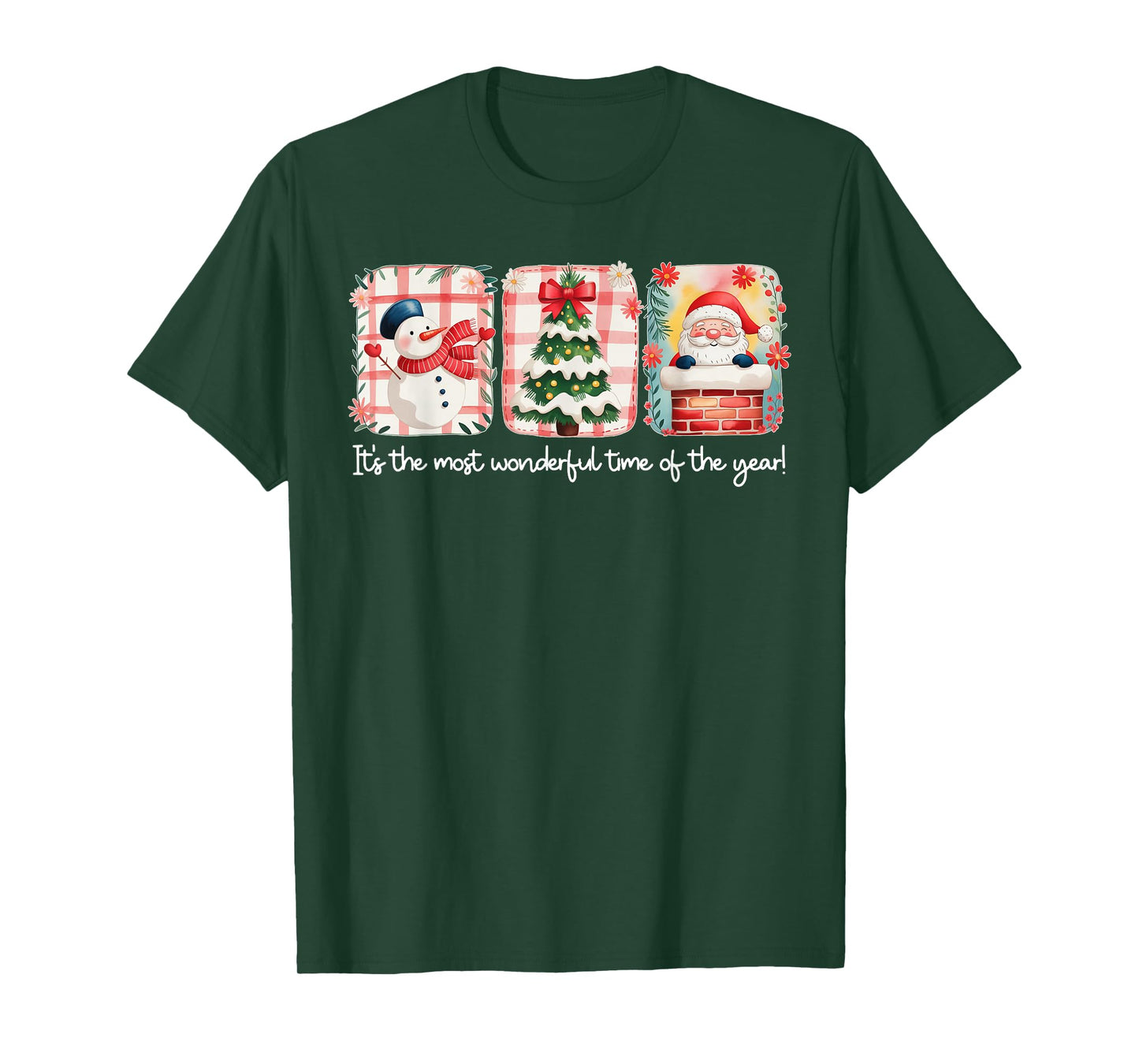 Christmas The Most Wonderful Time of The Year Plaid Snowman T-Shirt