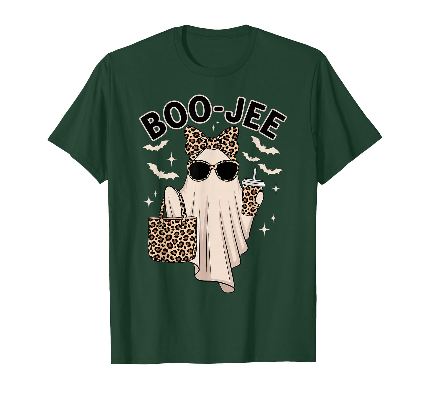 Coquette Leopard Boo-JEE Ghost Halloween Ghost Women Girls T-Shirt