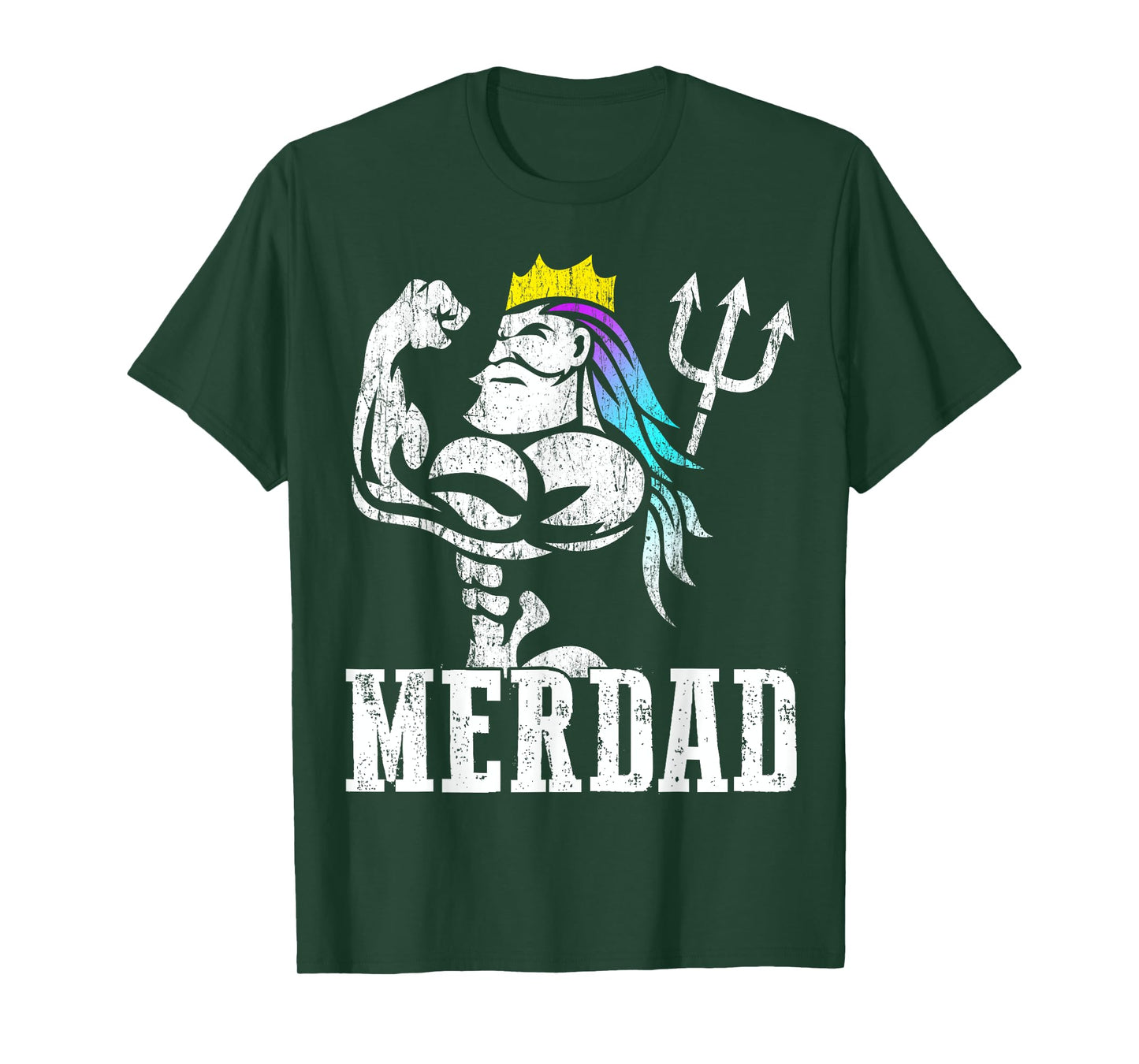 Merdad Papa Mermaid Workout Weightlift New Mer Dad Daughter T-Shirt