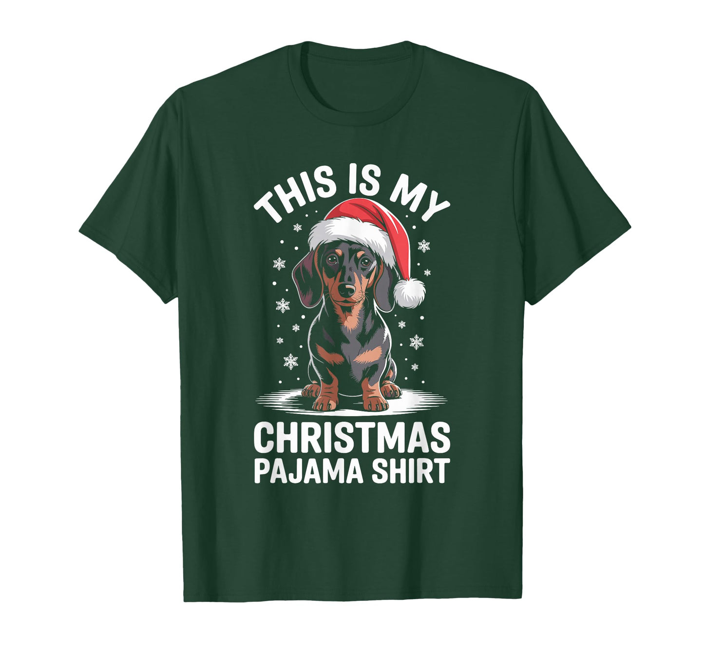 Funny Dachshund Santa Hat Christmas Dog Lover Xmas T-Shirt