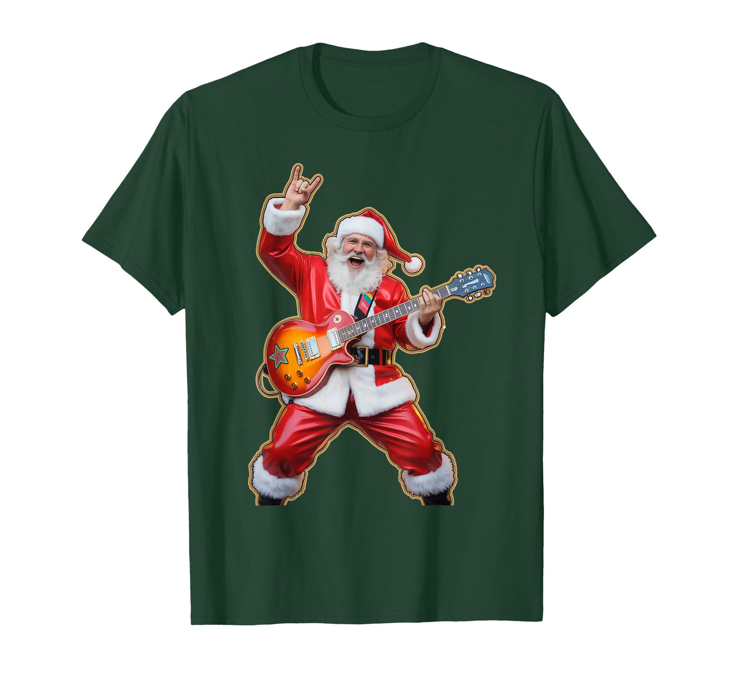 Rock & Roll Santa Claus Christmas Guitar Player T-Shirt