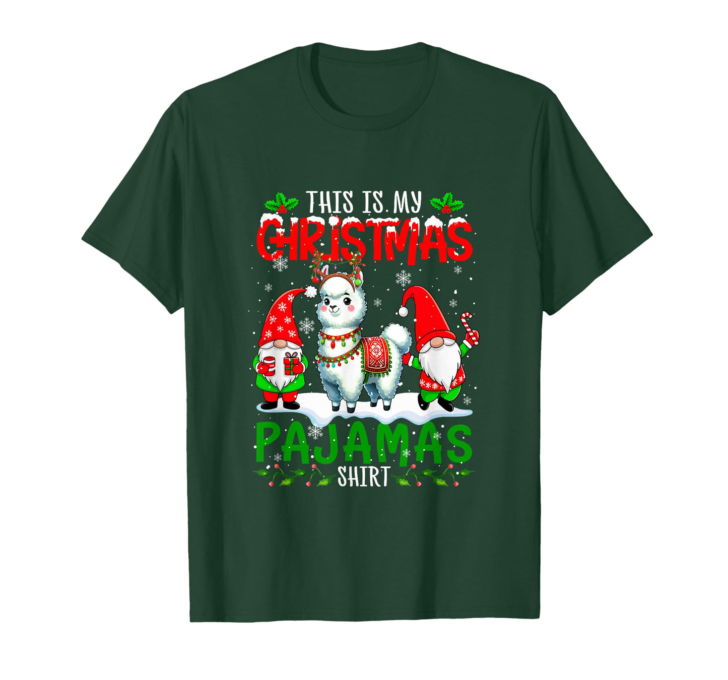 Vintage Retro My Christmas Pajama Shirt Gnomes Llama Farmer T-Shirt