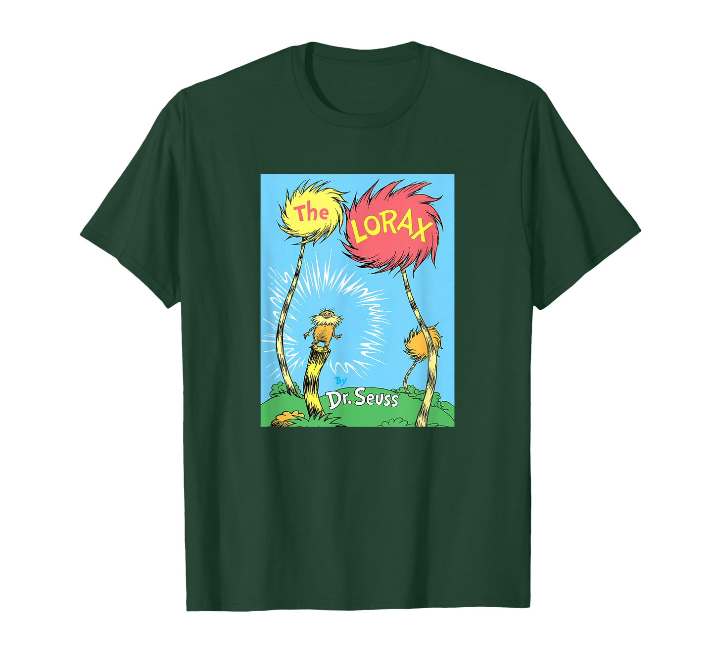 Dr. Seuss The Lorax Book Cover T-Shirt - Unisex-Adults, Black, Small