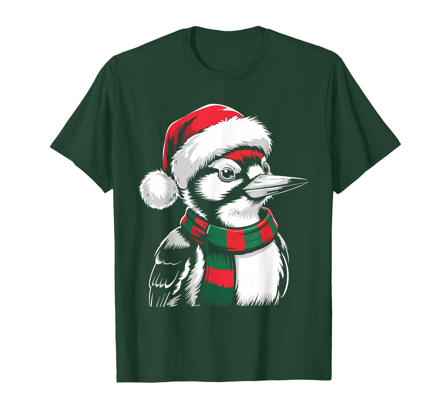 Woodpecker Xmas Santa Hat Scarf Christmas Costume T-Shirt