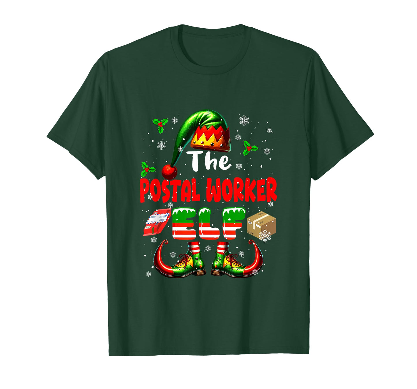 The Postal Worker Elf Christmas Job Team Matching Parties T-Shirt