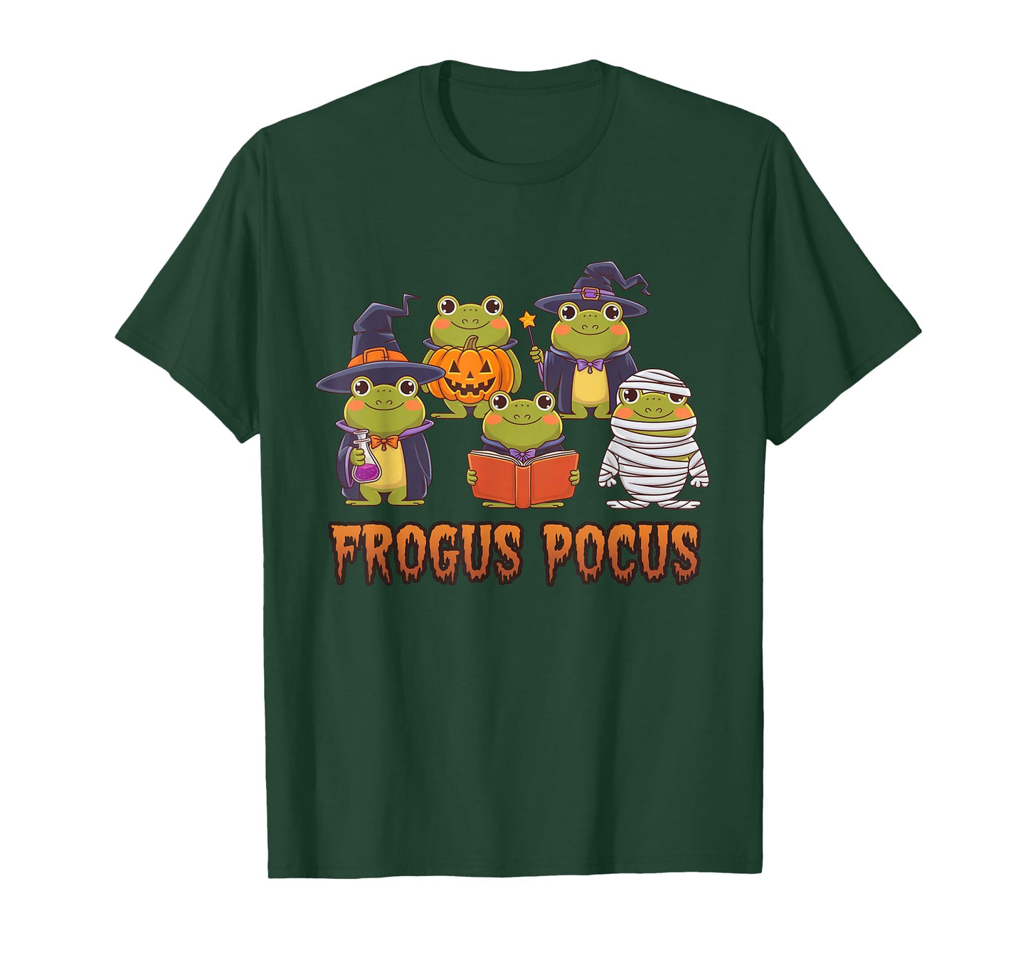 Frogus Pocus Funny Frog Halloween Costume Witch Spooky T-Shirt