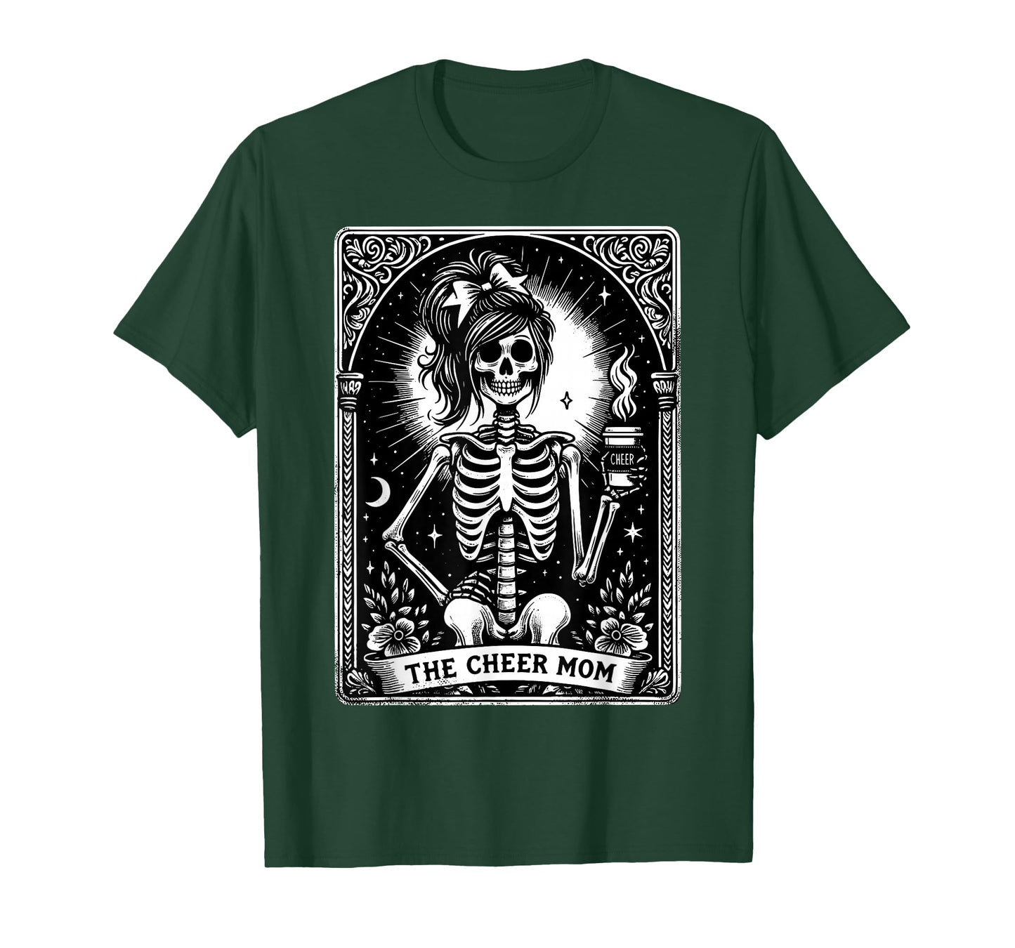 The Cheerleader Funny Tarot Card Girls Skeleton Cheer Mom T-Shirt