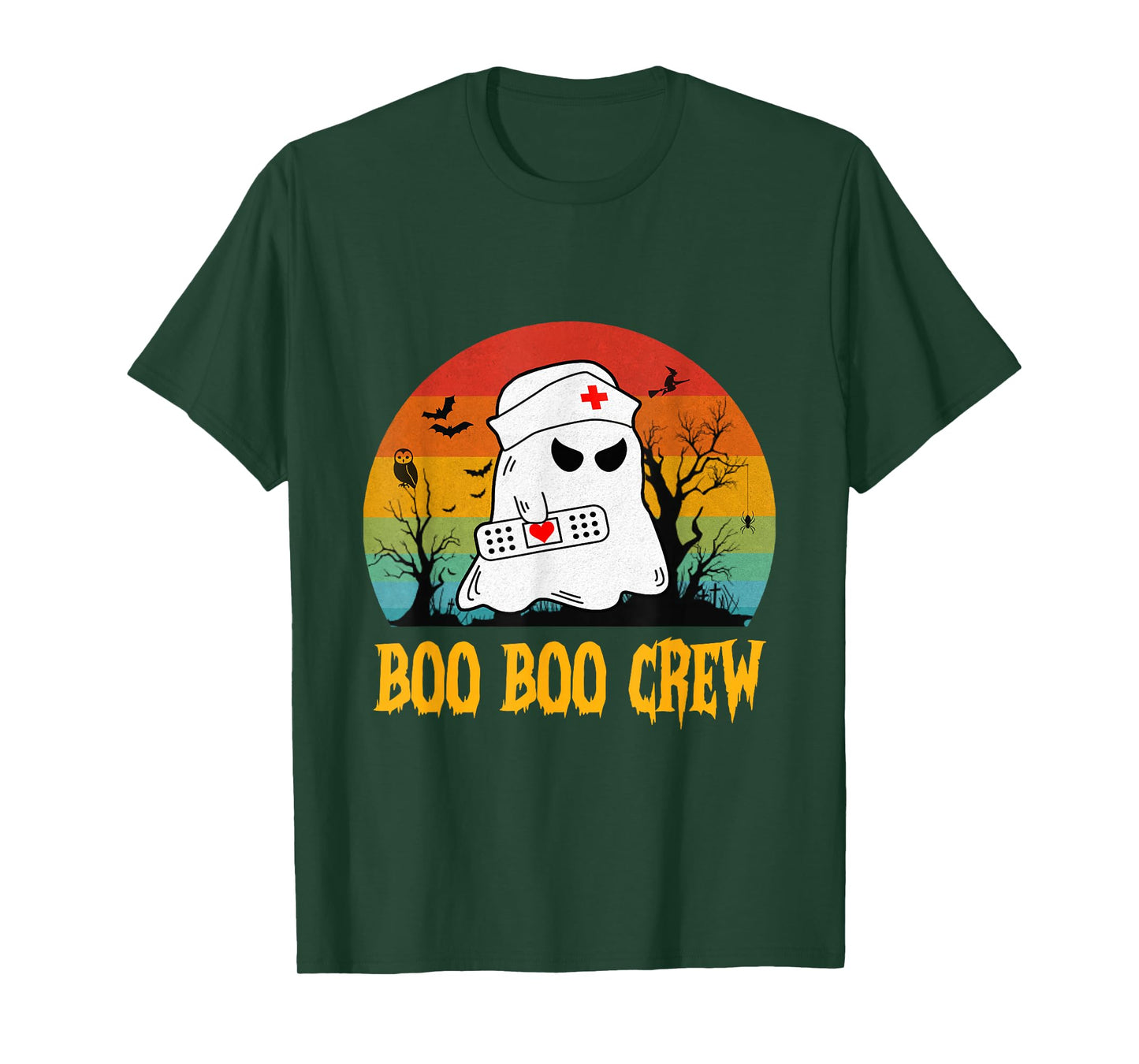 Boo Boo Crew Ghost Nurse Retro Funny Halloween Costume Women T-Shirt