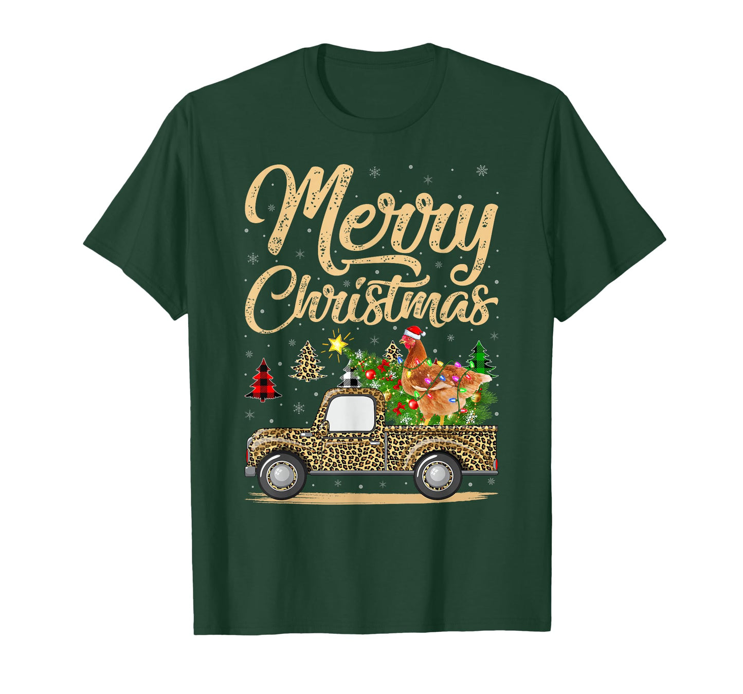 Chicken Christmas Tree Leopard Truck Xmas Pajamas Christmas T-Shirt