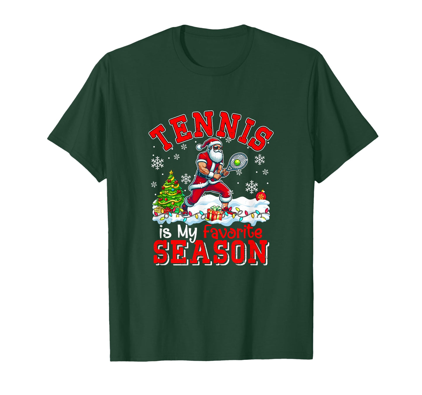 Tennis is Favorite Season Costume Player Christmas Santa T-Shirt
