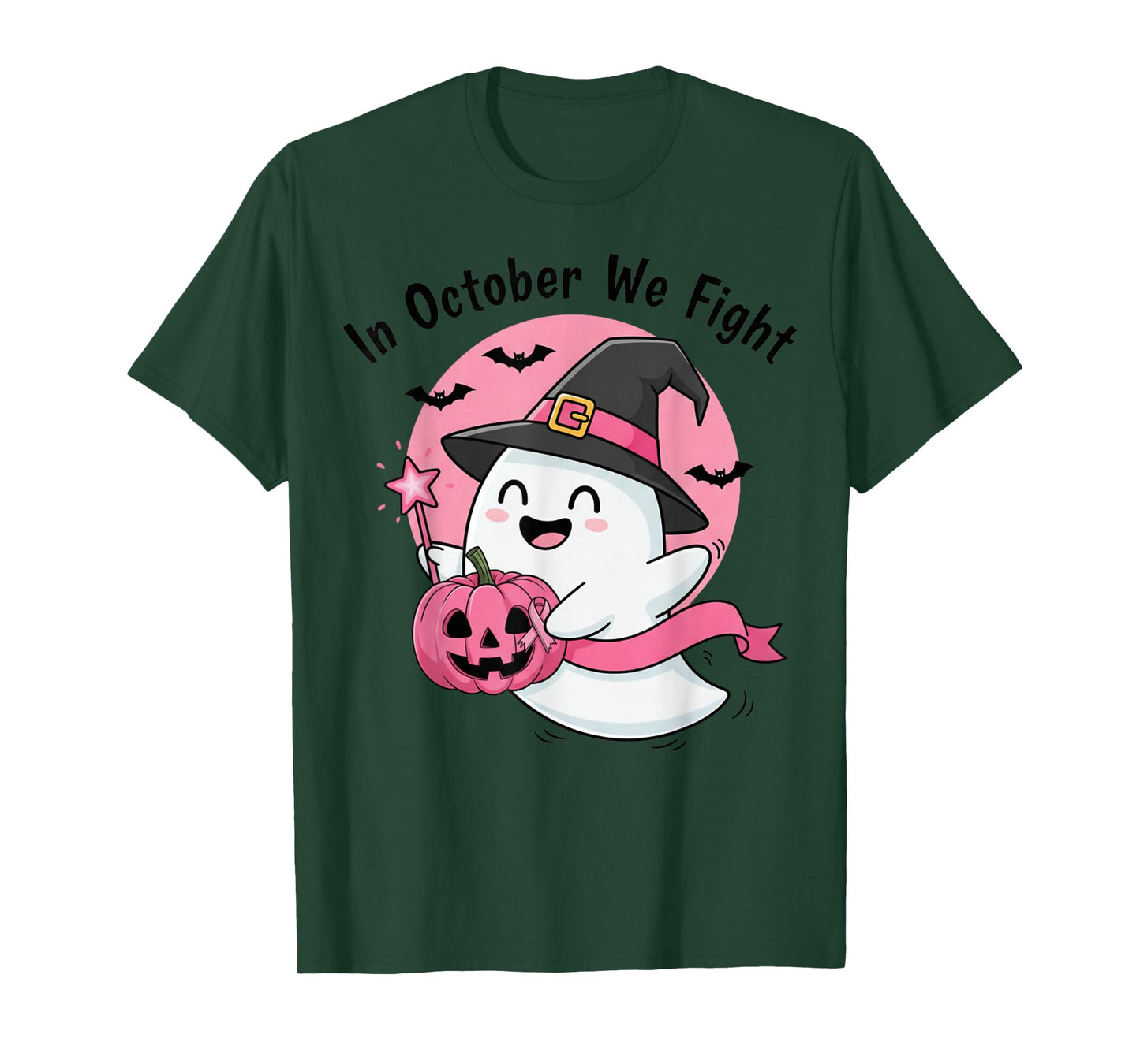 in October We Fight Ghost Breast Cancer Awareness Halloween T-Shirt