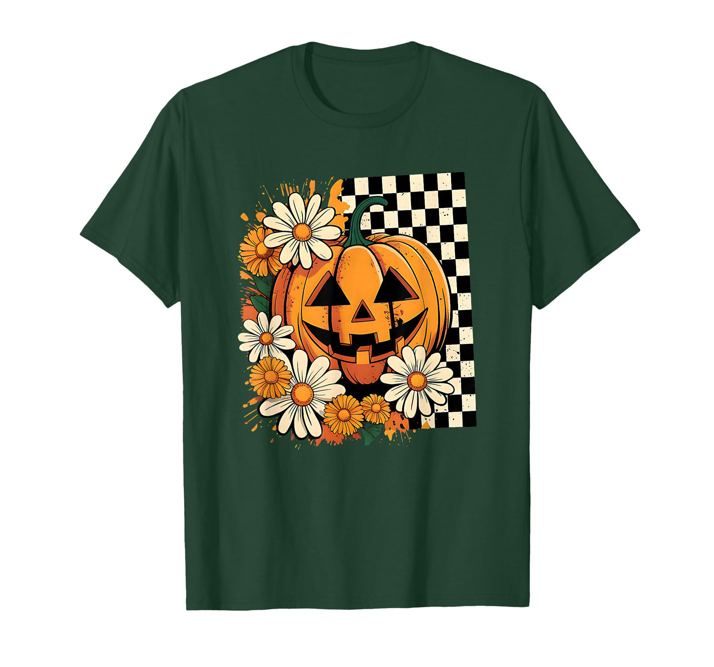 Retro Pumpkin Halloween Costume Skeleton Ghost Witch Horror T-Shirt