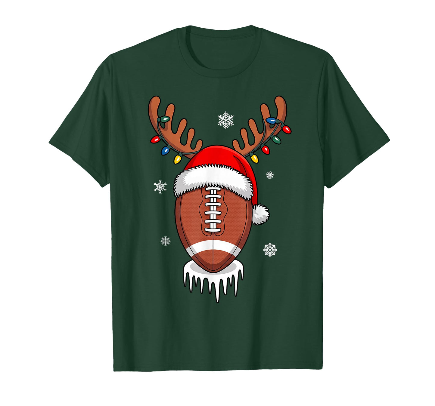 Football Player Ball Santa Hat Xmas Boys Men Women Christmas T-Shirt