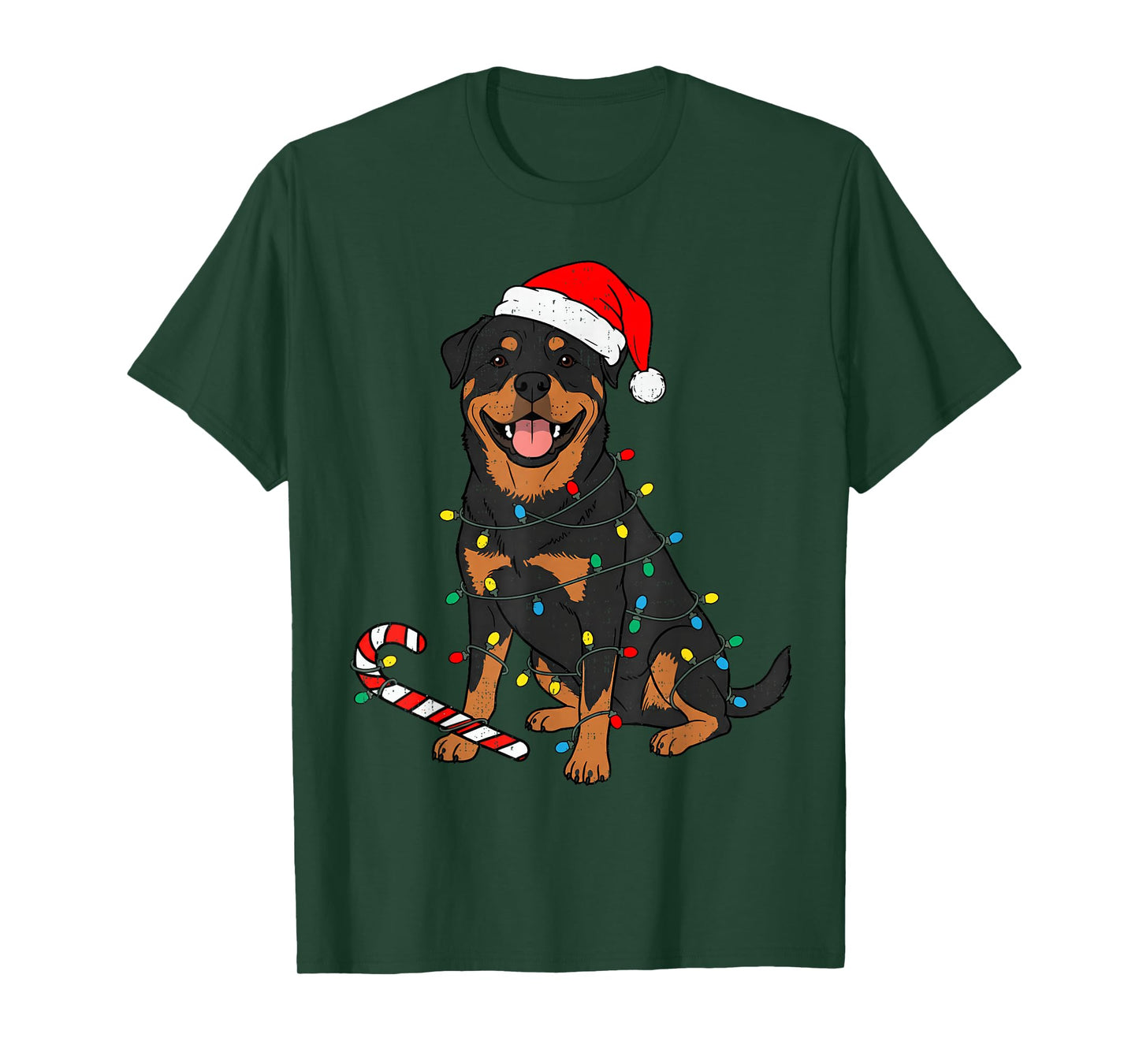 Rottweiler Dog Christmas Lights Santa Xmas Pet Dog Lover T-Shirt