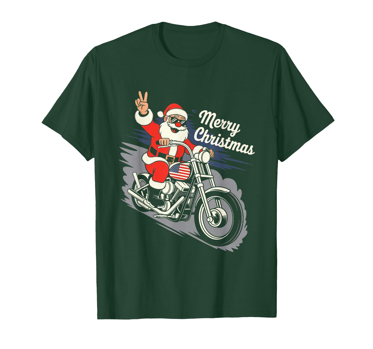 Merry Christmas Santa Riding Motorcycle Cool Biker Lover T-Shirt