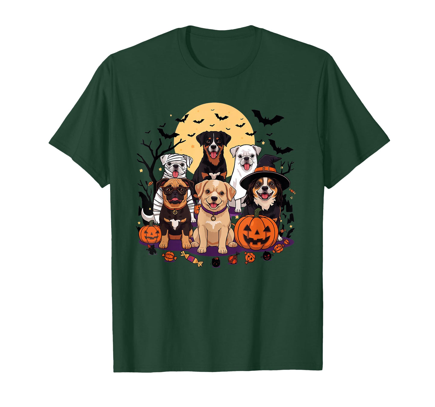 Cute Mummy Witch Ghost Halloween Dog Costume Men Women Kids T-Shirt