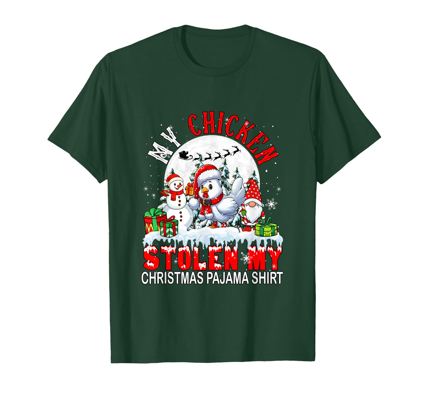 My Chicken Stolen My Christmas Pajama Shirt Santa Farmer T-Shirt