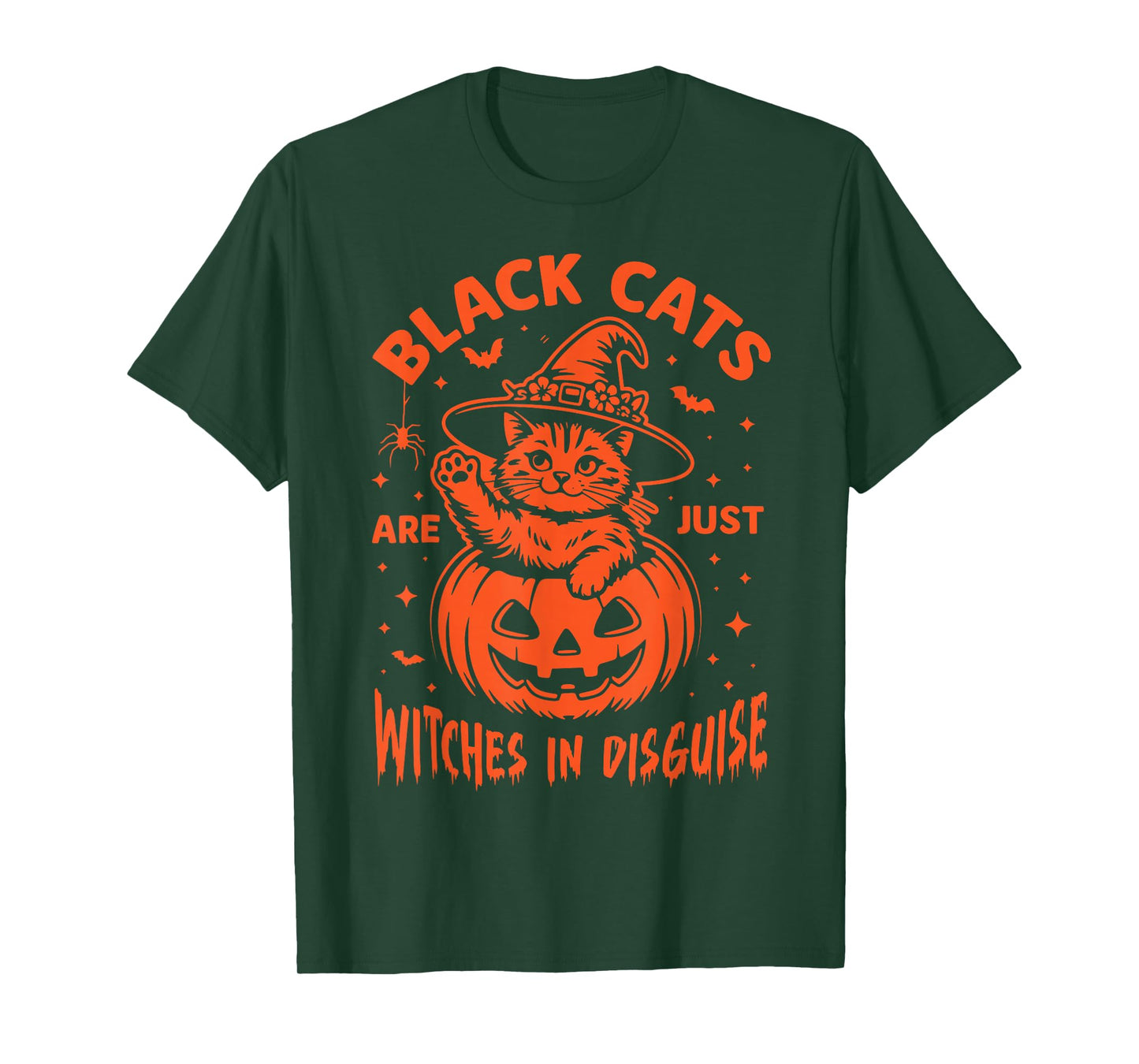Halloween Pumpkin Black Cat Print with Hat Witch, Pet Owner T-Shirt