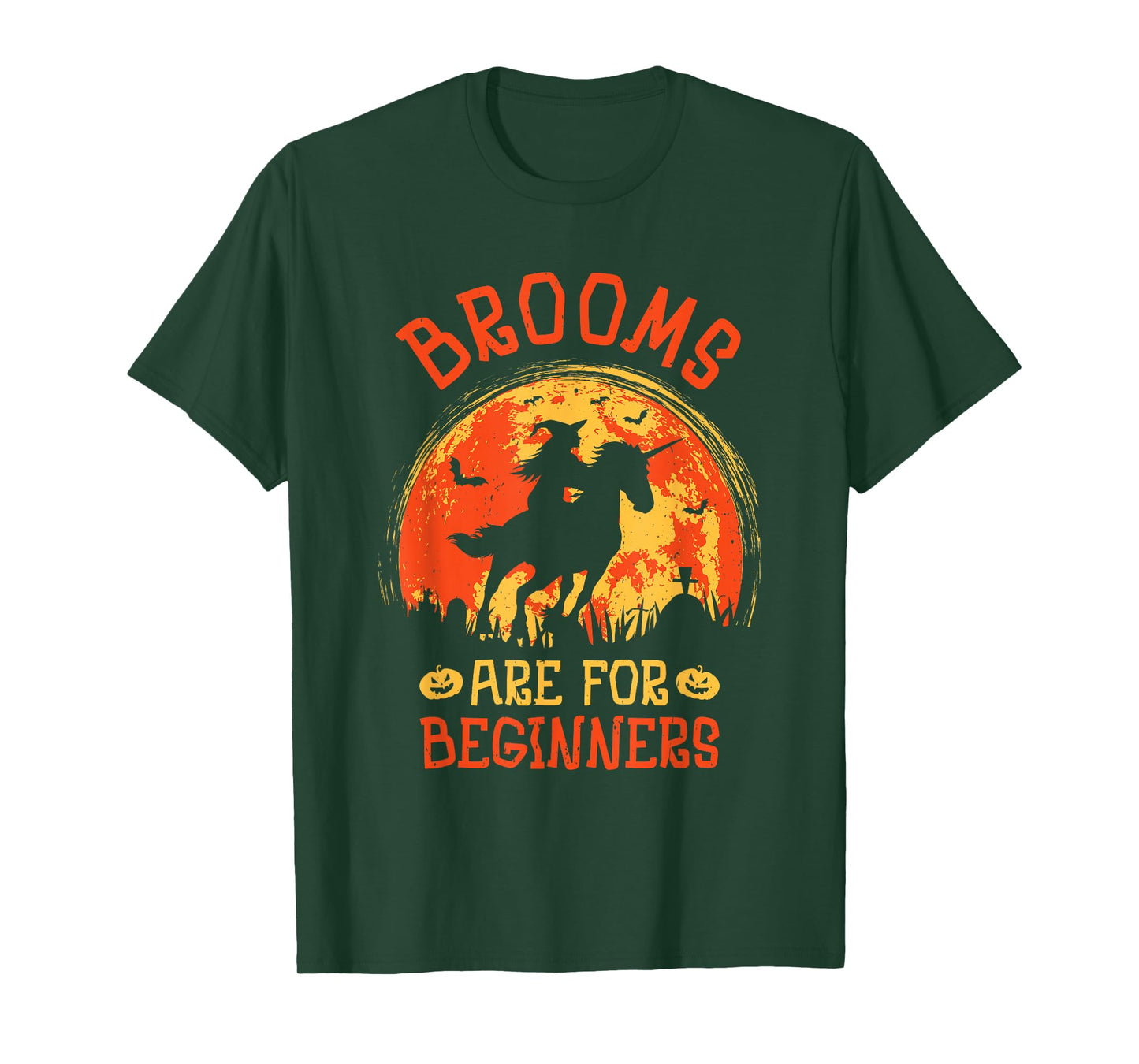 Brooms are for Beginners Halloween Funny Witch Horse Riding T-Shirt