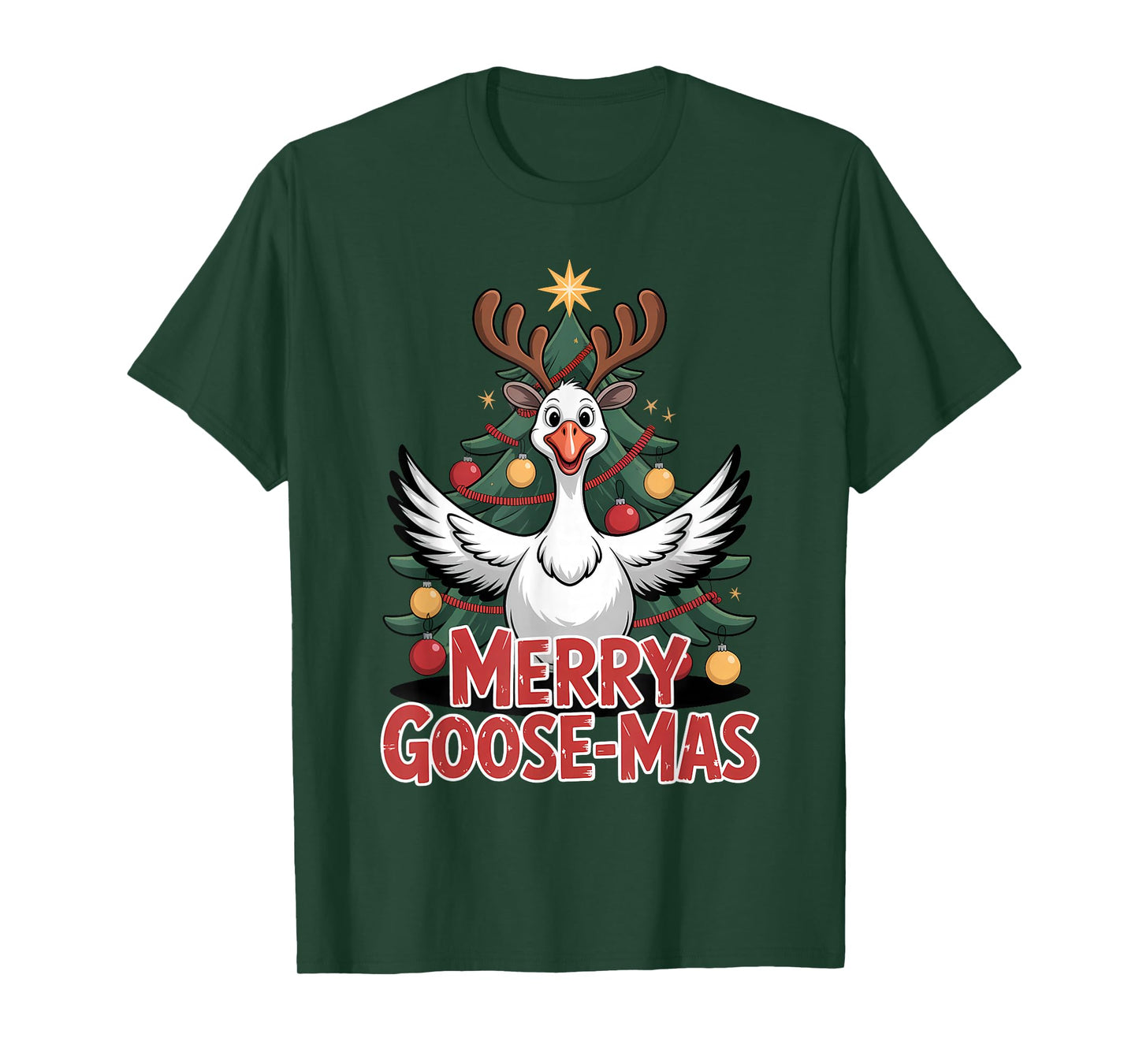Merry Goose-mas Reindeer Antlers Funny Christmas Goose T-Shirt