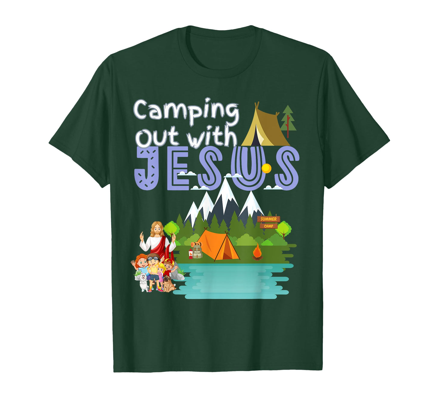 Camping Out With Jesus Summer Camp VBS Christian Kids T-Shirt