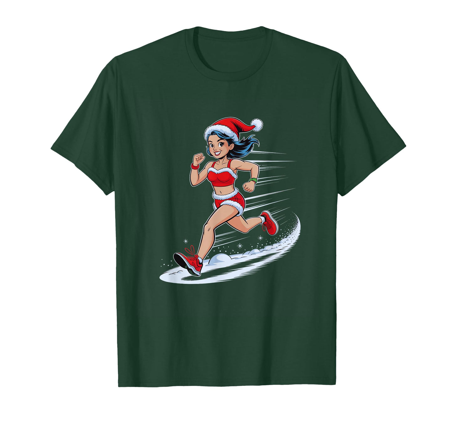 Christmas Running Santa Girl Holiday Jogger Workout Jogging T-Shirt