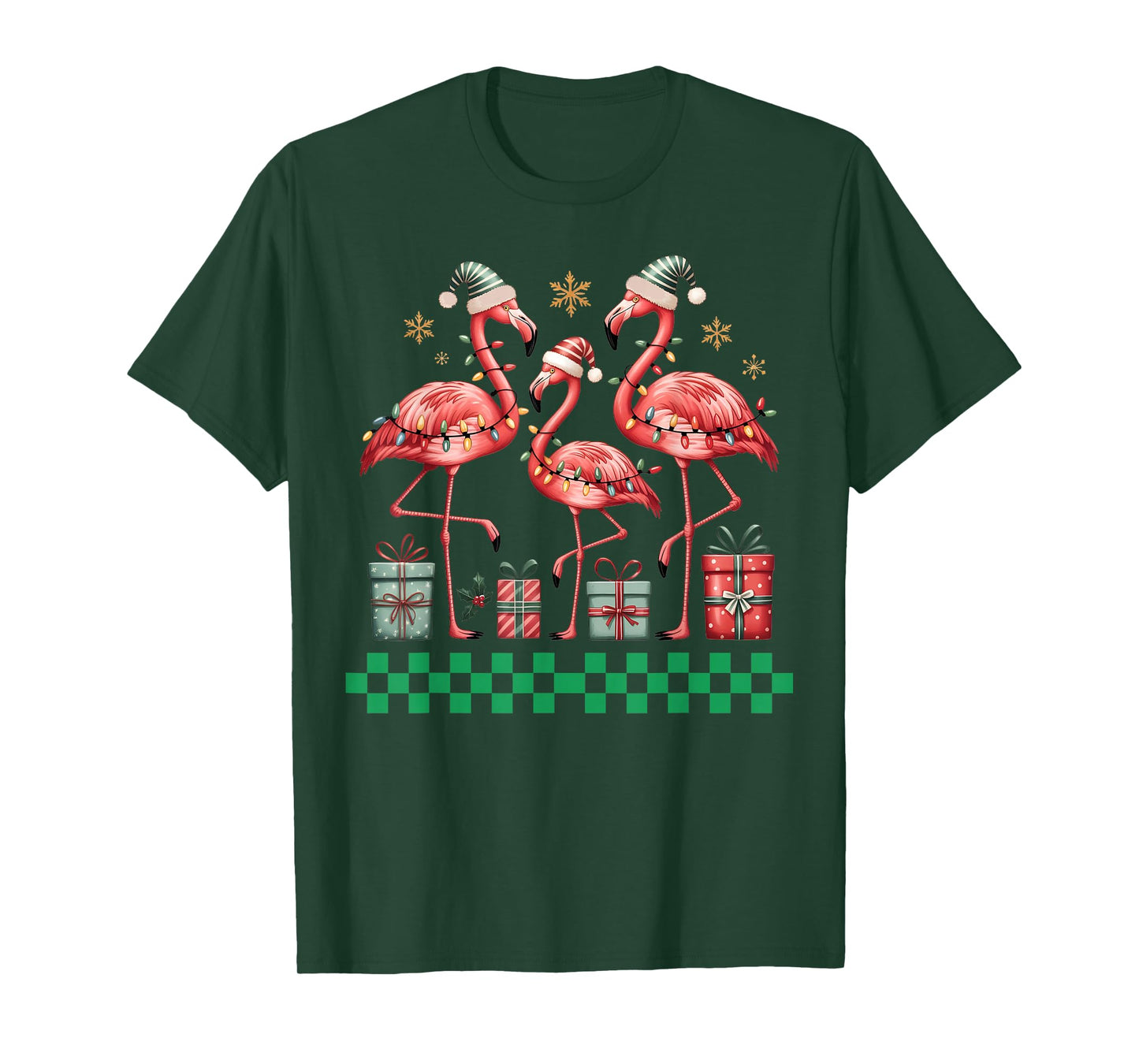 Christmas in July Pink Flamingo Light Lovers Summer Xmas T-Shirt