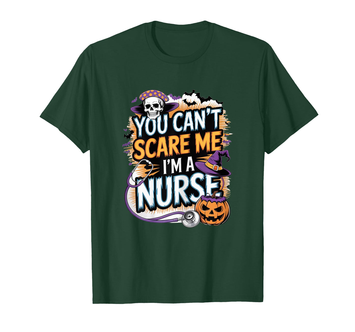 You Cant Scare Me Im a Nurse Halloween RN Witch Boo Funny T-Shirt