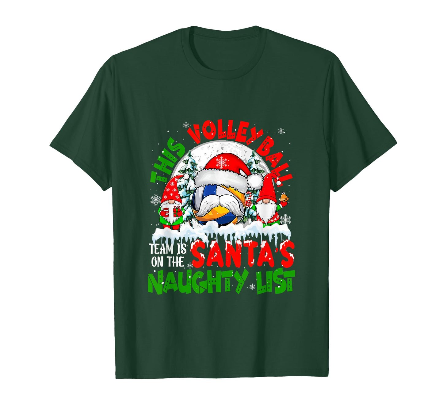 Volleyball Team is On Santa's Xmas Naughty List Funny Player T-Shirt
