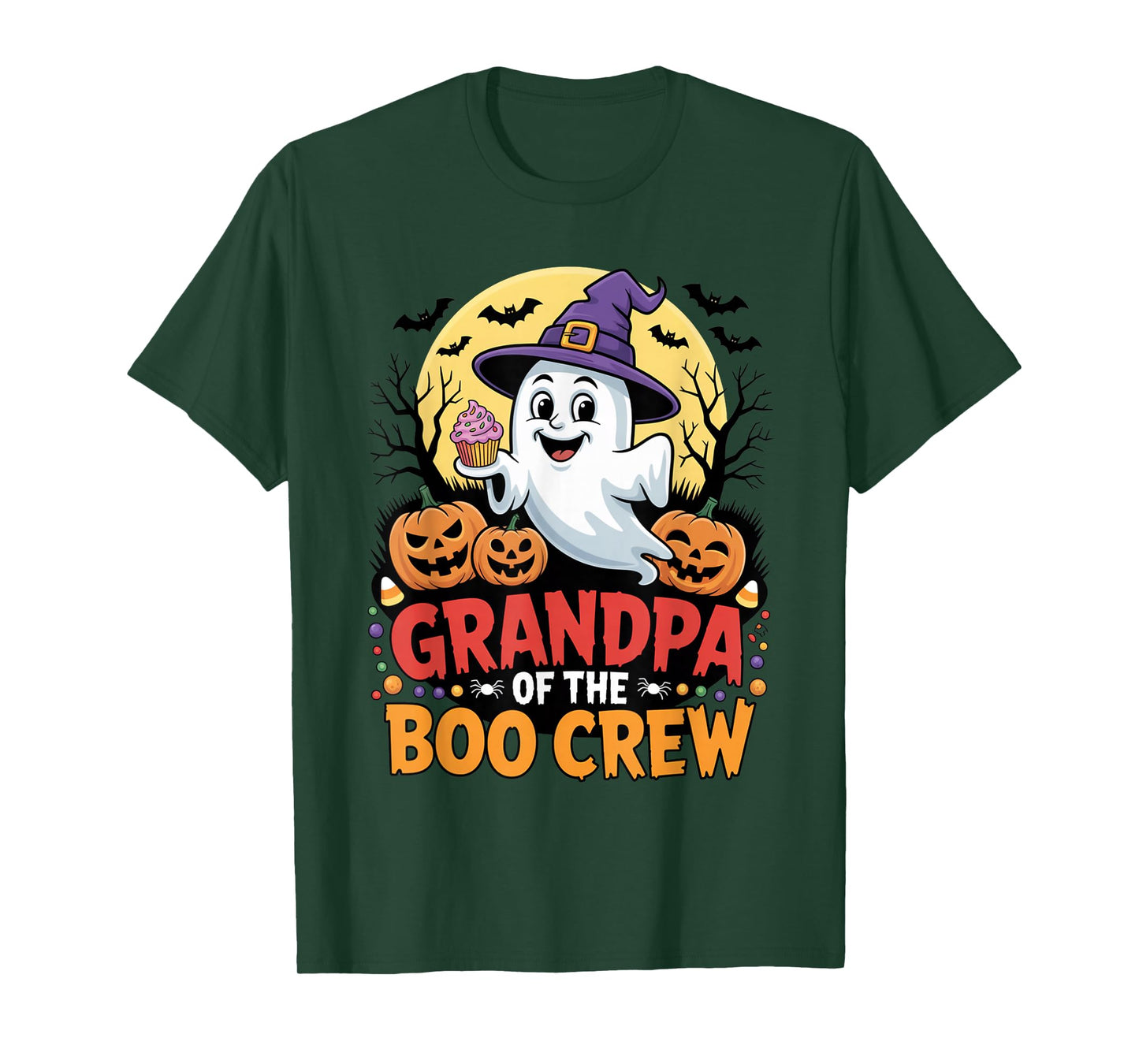Grandpa of The Boo Crew Halloween Ghost Outfit with Pumpkins T-Shirt