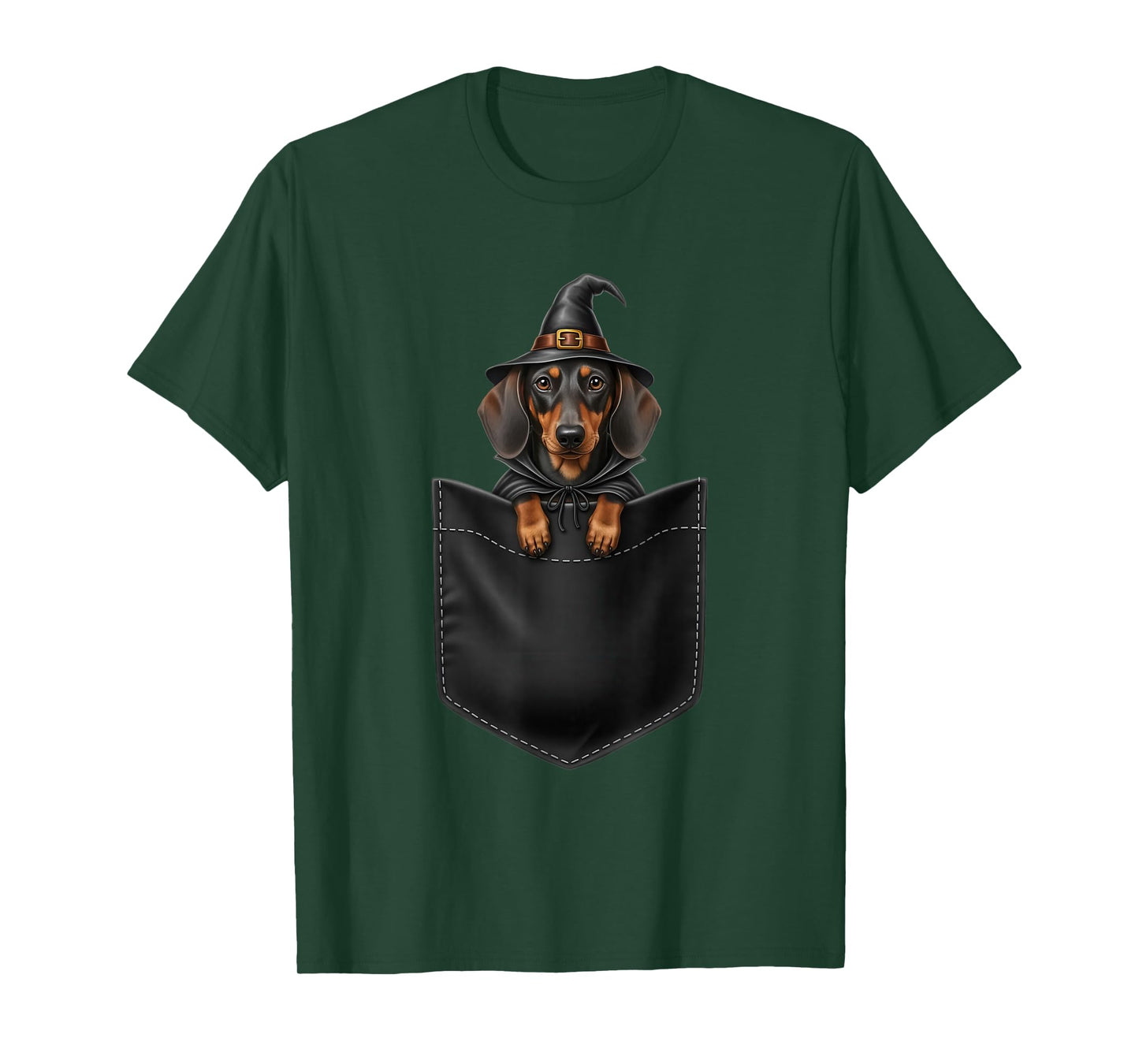 Funny Dachshund Pocket Witch Costume Halloween T-Shirt