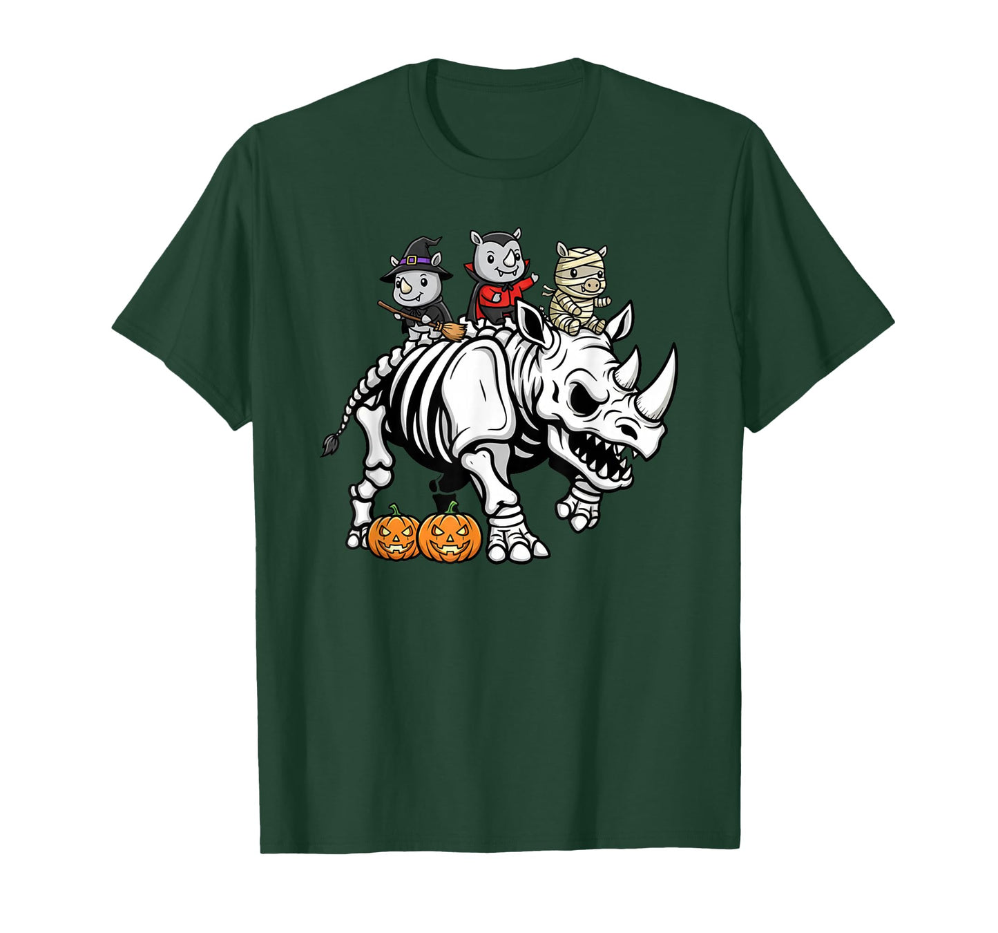 Funny Rhino Skeleton Mummy Witch Halloween Kids Mens Womens T-Shirt