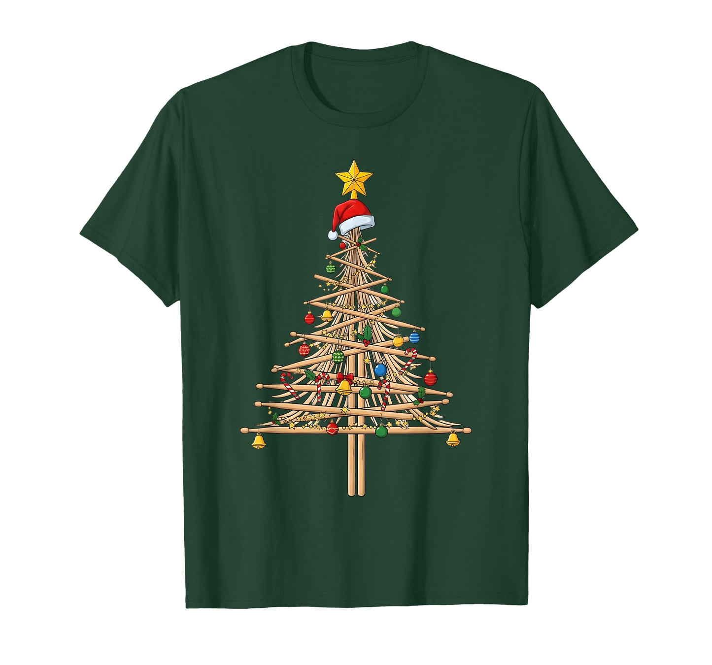 Drum Christmas Tree Drumming Funny Xmas Drumset Drummer T-Shirt