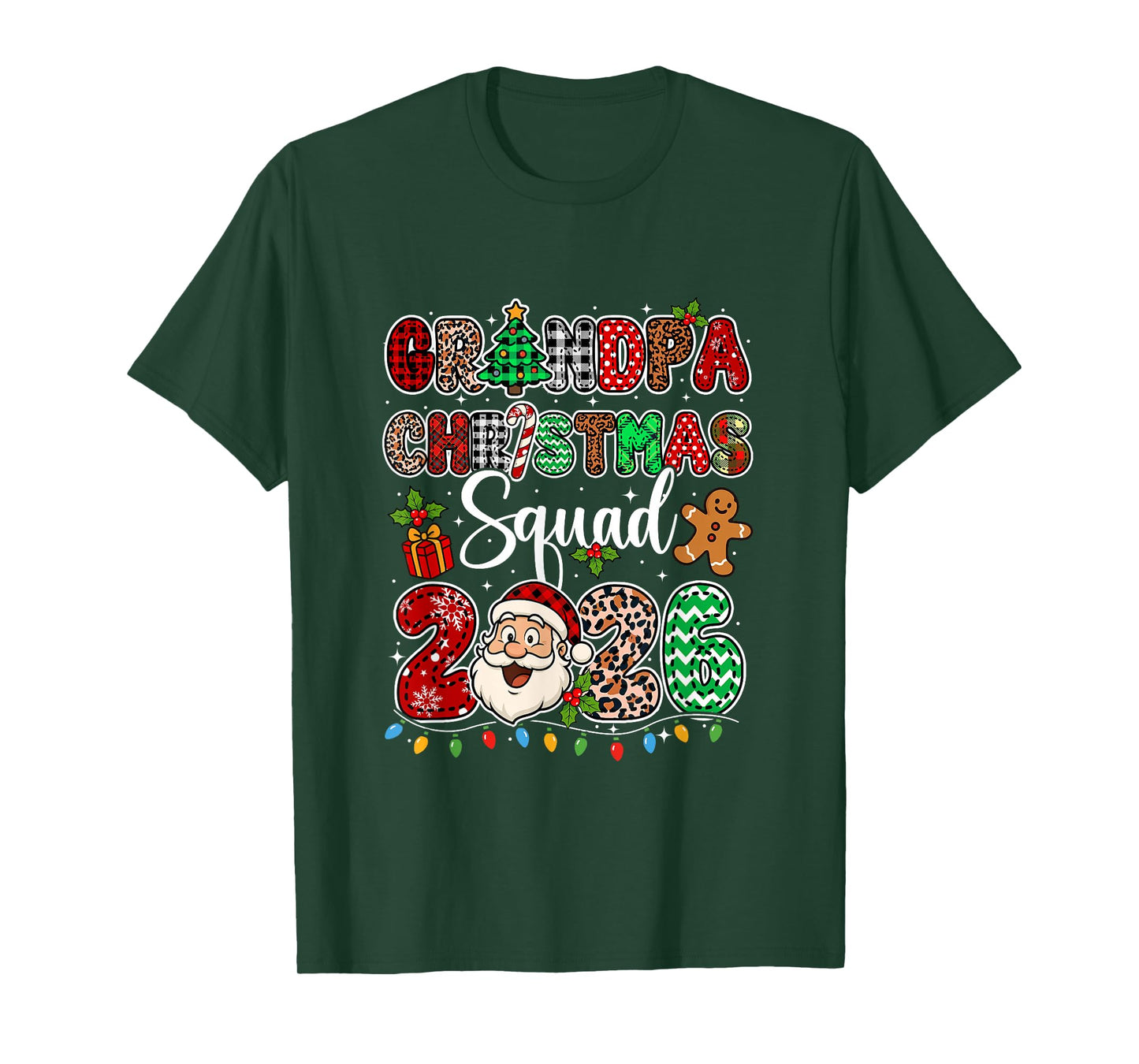 Grandpa Christmas Crew 2026 Leopard Funny Santa Family Group T-Shirt
