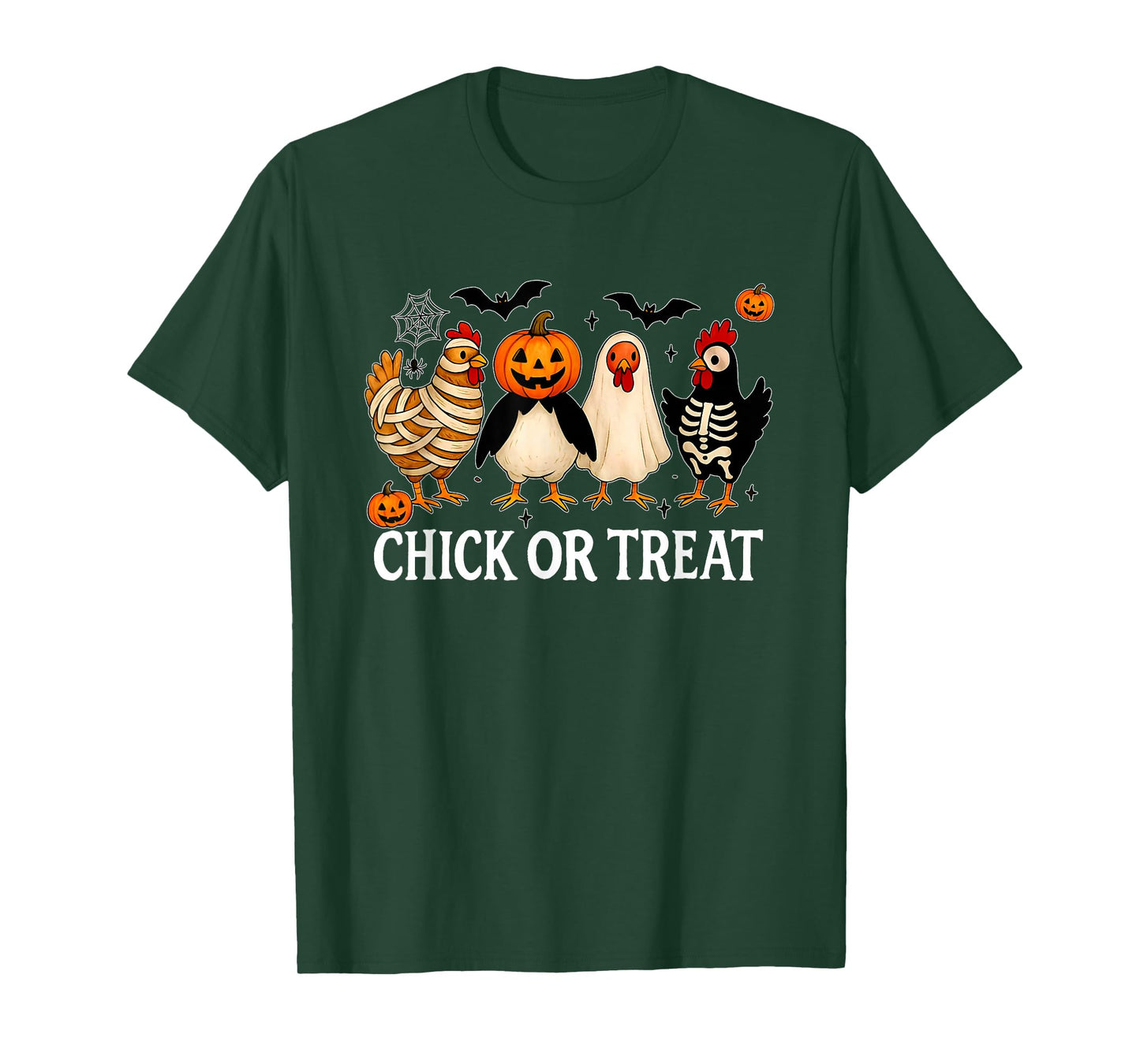 Halloween Chick Or Treat Pumpkin Spooky Witch Chicken Farmer T-Shirt